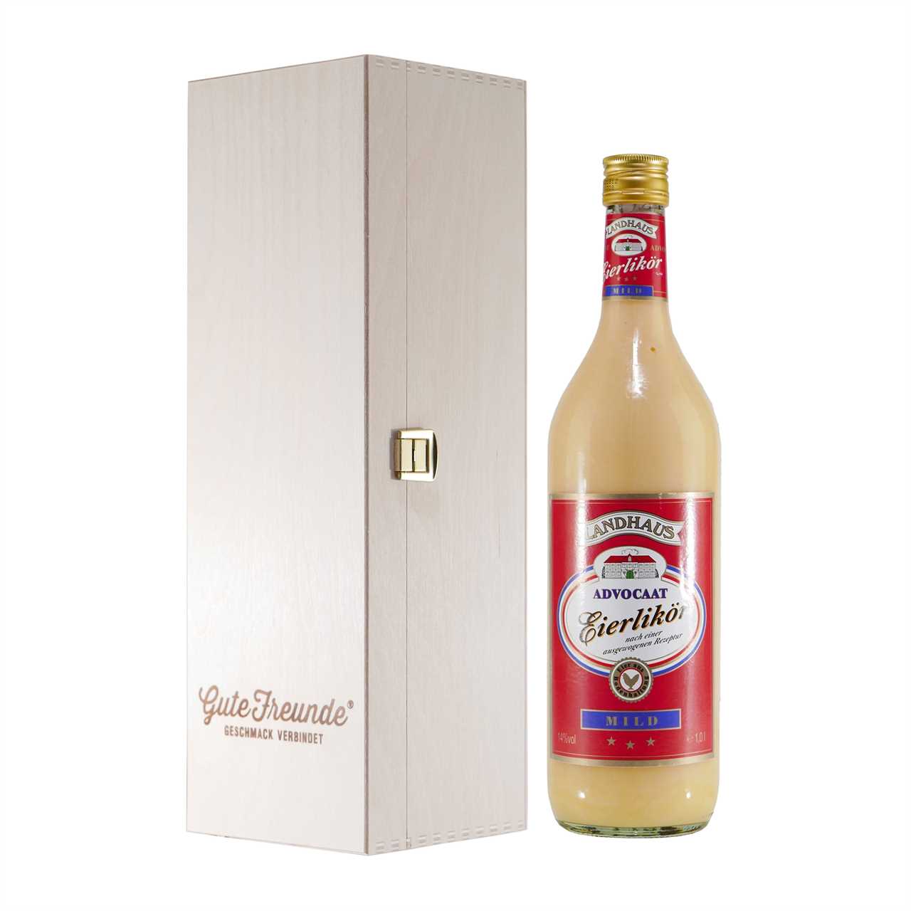 Landhaus Advocaat Eierlikör mit Geschenk-Holzkiste
