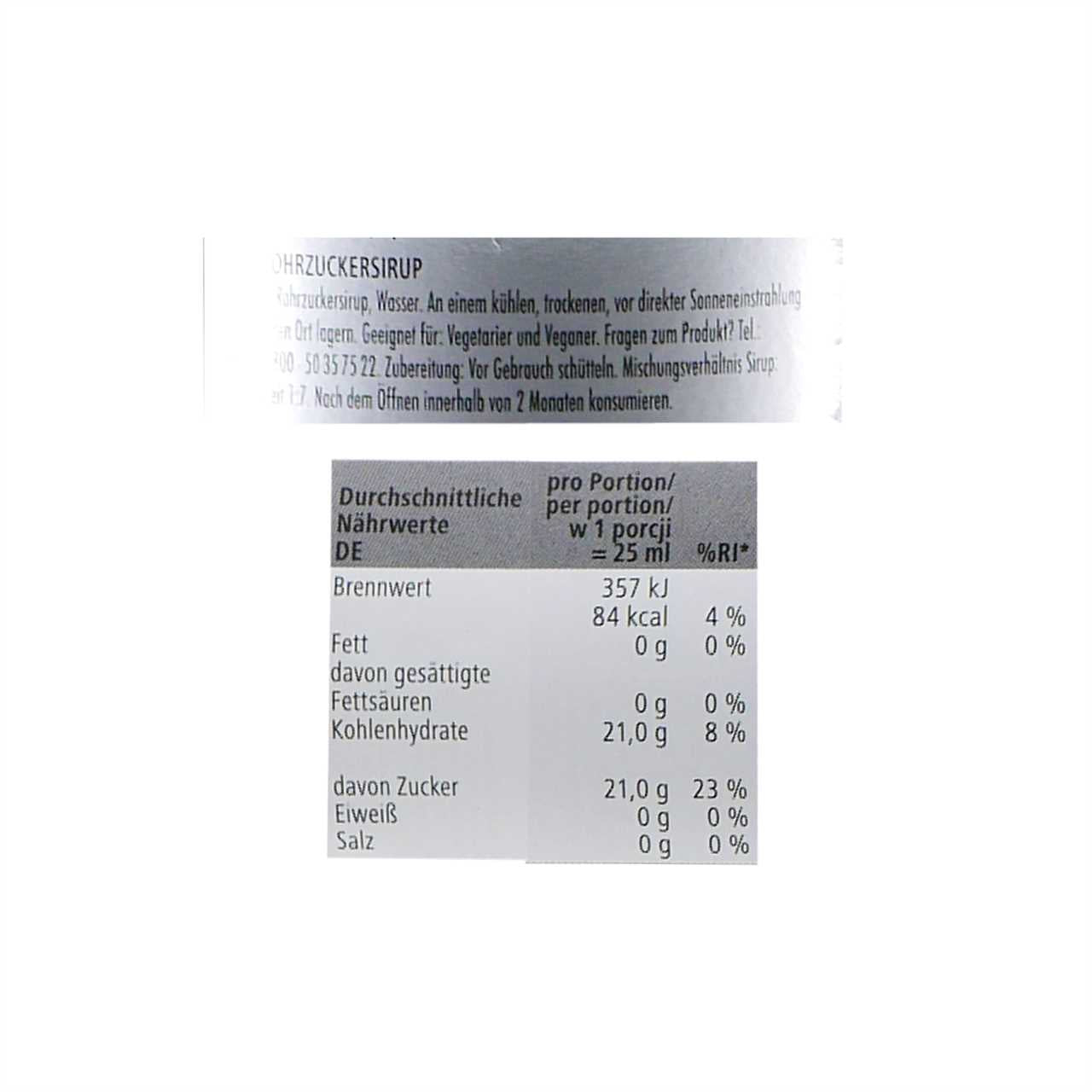 Rioba Rohrzucker Bar-Syrup-Getränkesirup