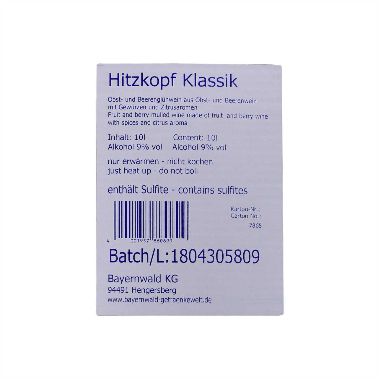 Hitzkopf Frucht-Glühwein "Klassik" 10L BIB
