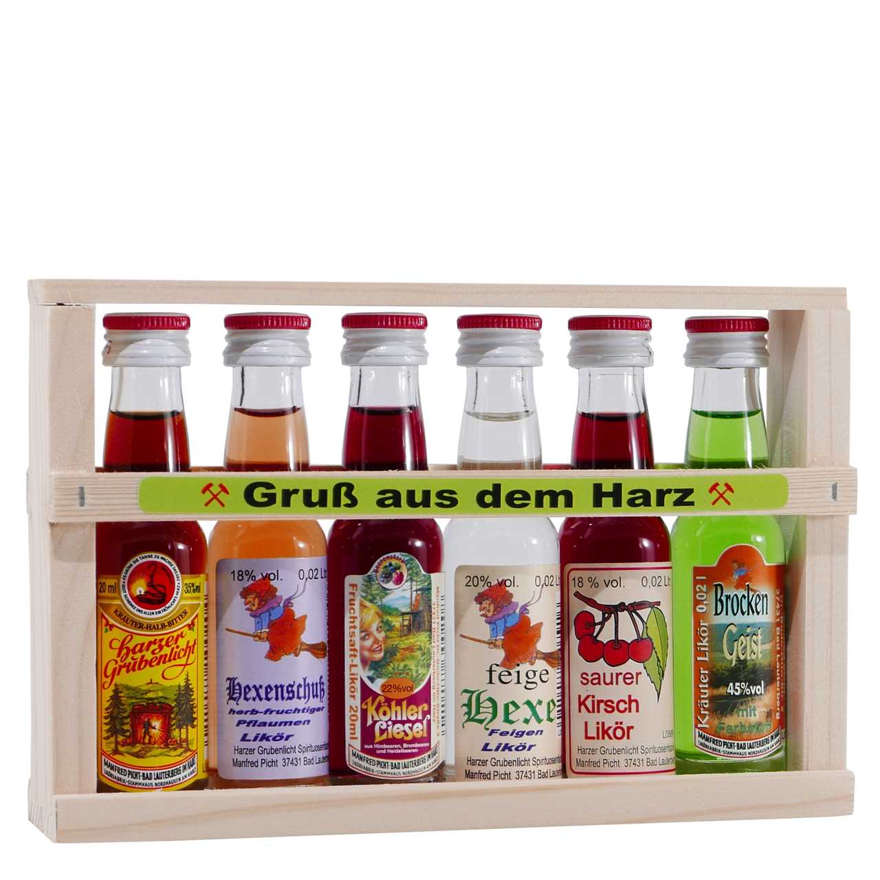 SPIRITUOSENPROBE "Gruß aus dem Harz" (6 x 0,02L) Holzsteige