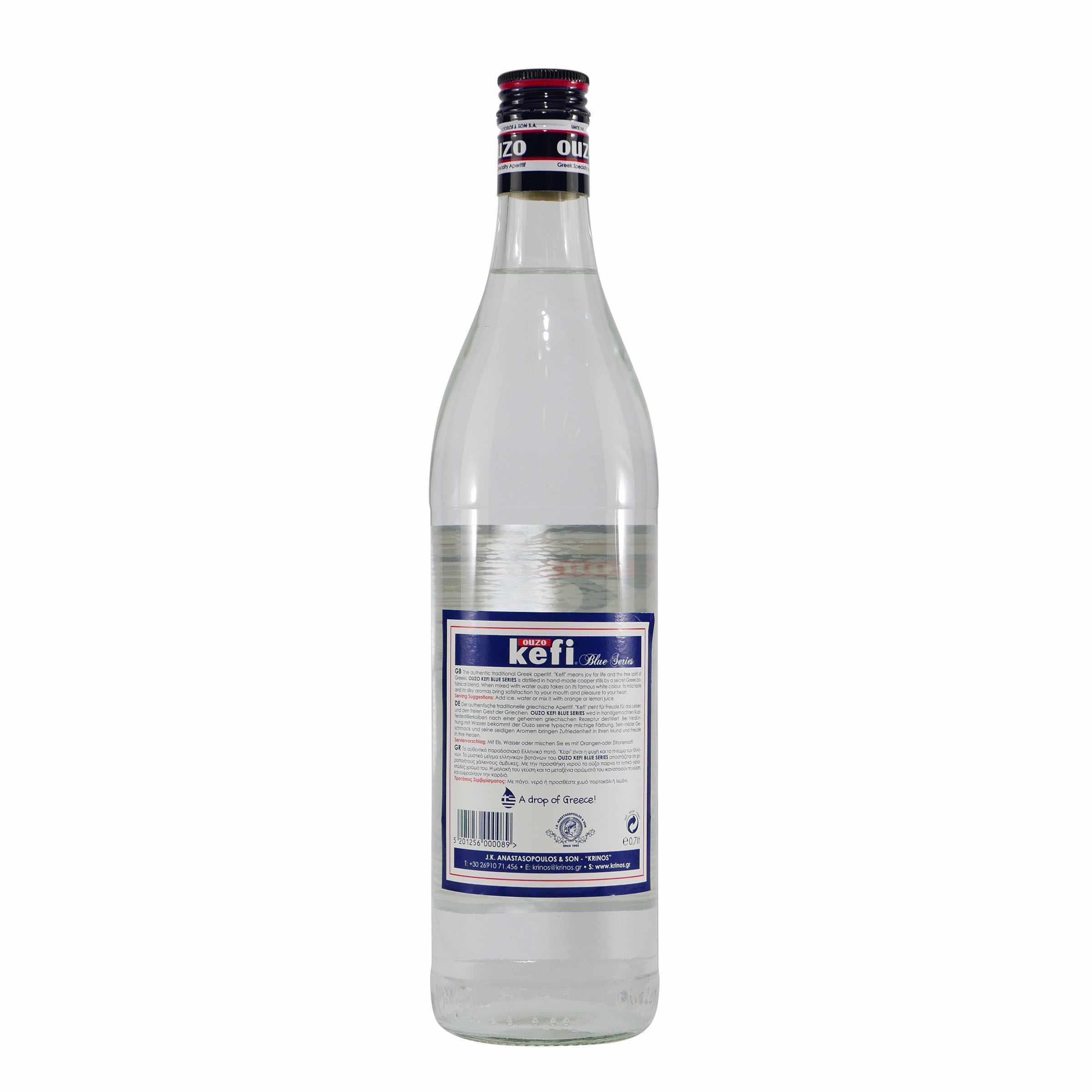 Kefi Ouzo Blue Series mit Geschenk-Holzkiste