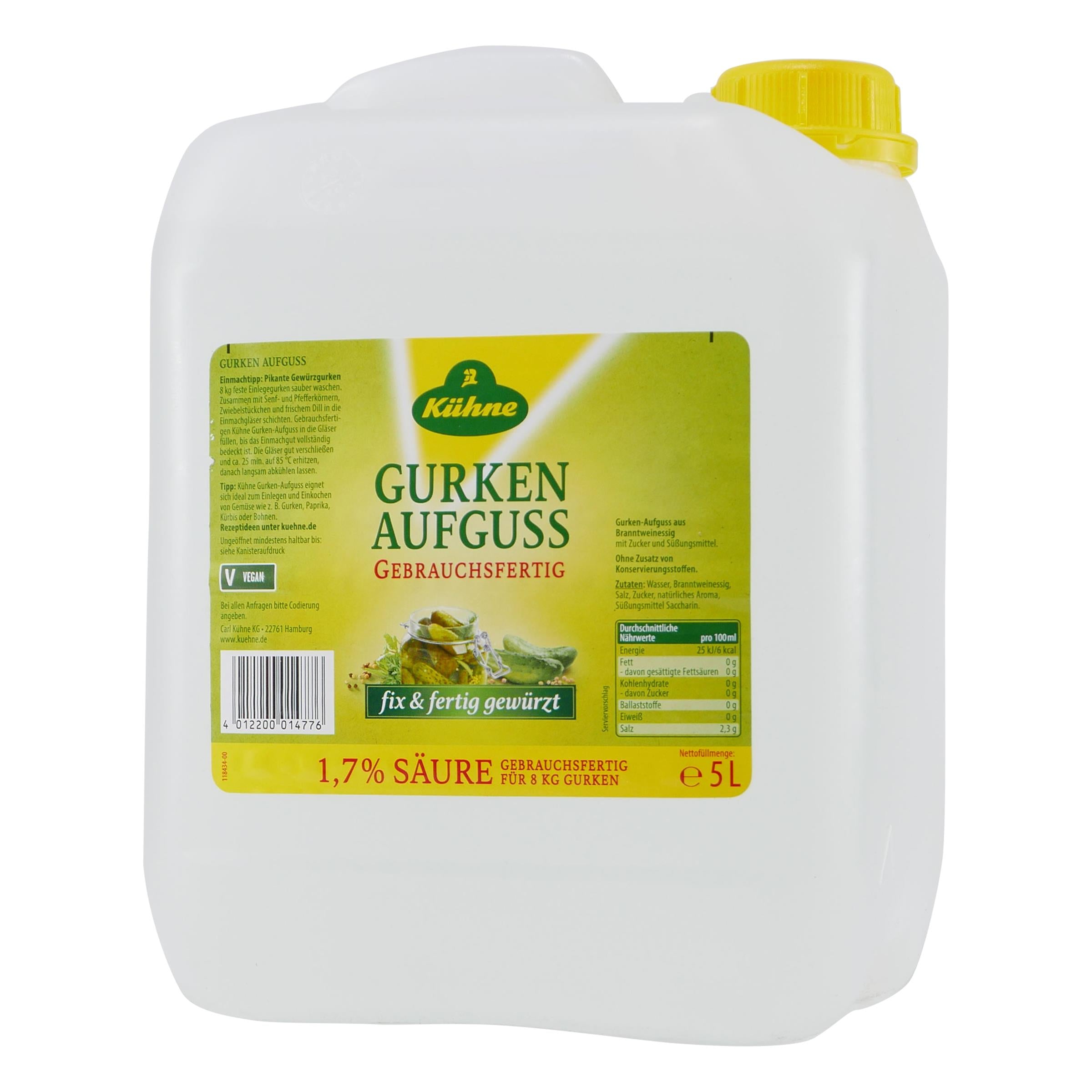 Kühne Gurken Aufguss 1,7% Säure 5L