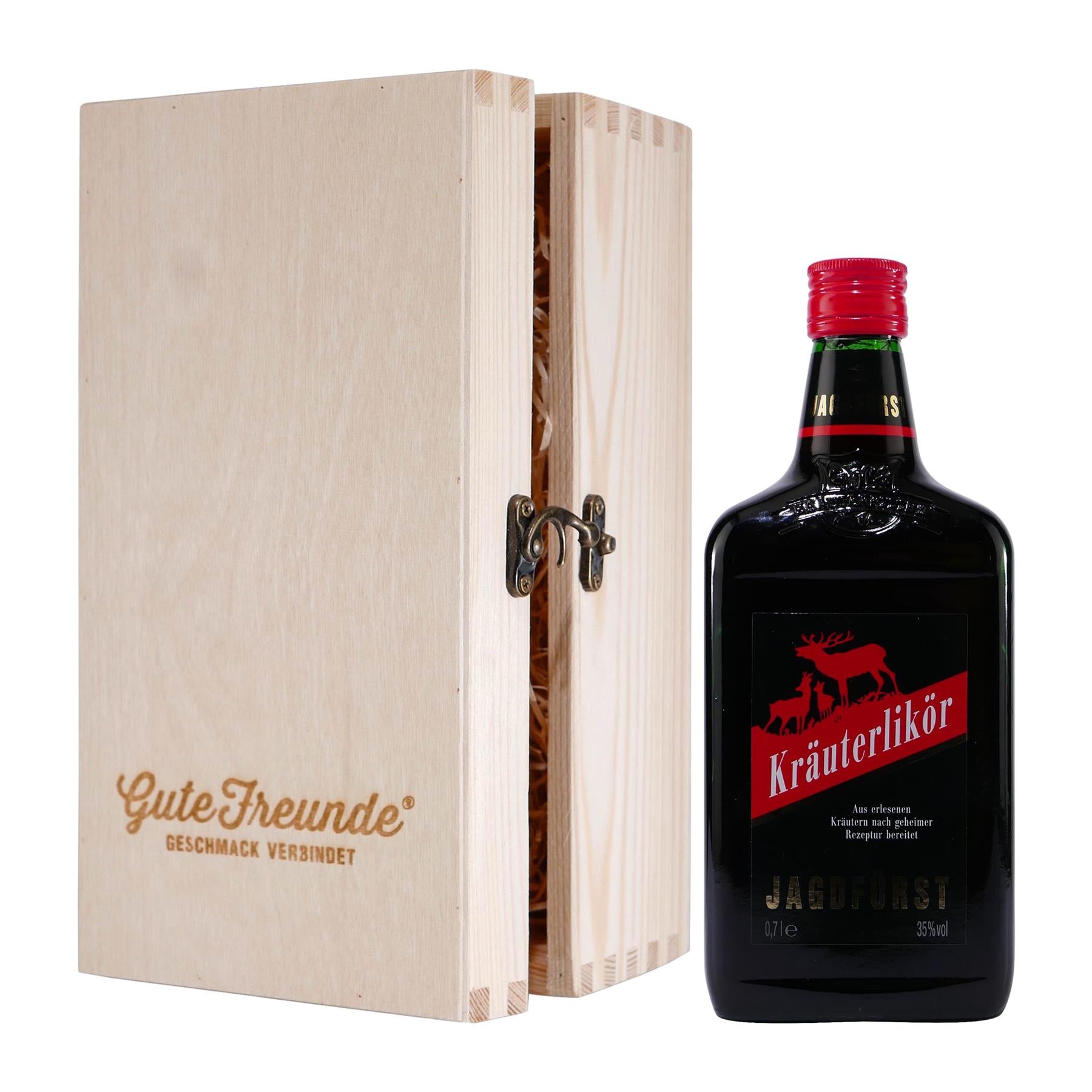 Jagdfürst Kräuterlikör mit Geschenk-Holzkiste