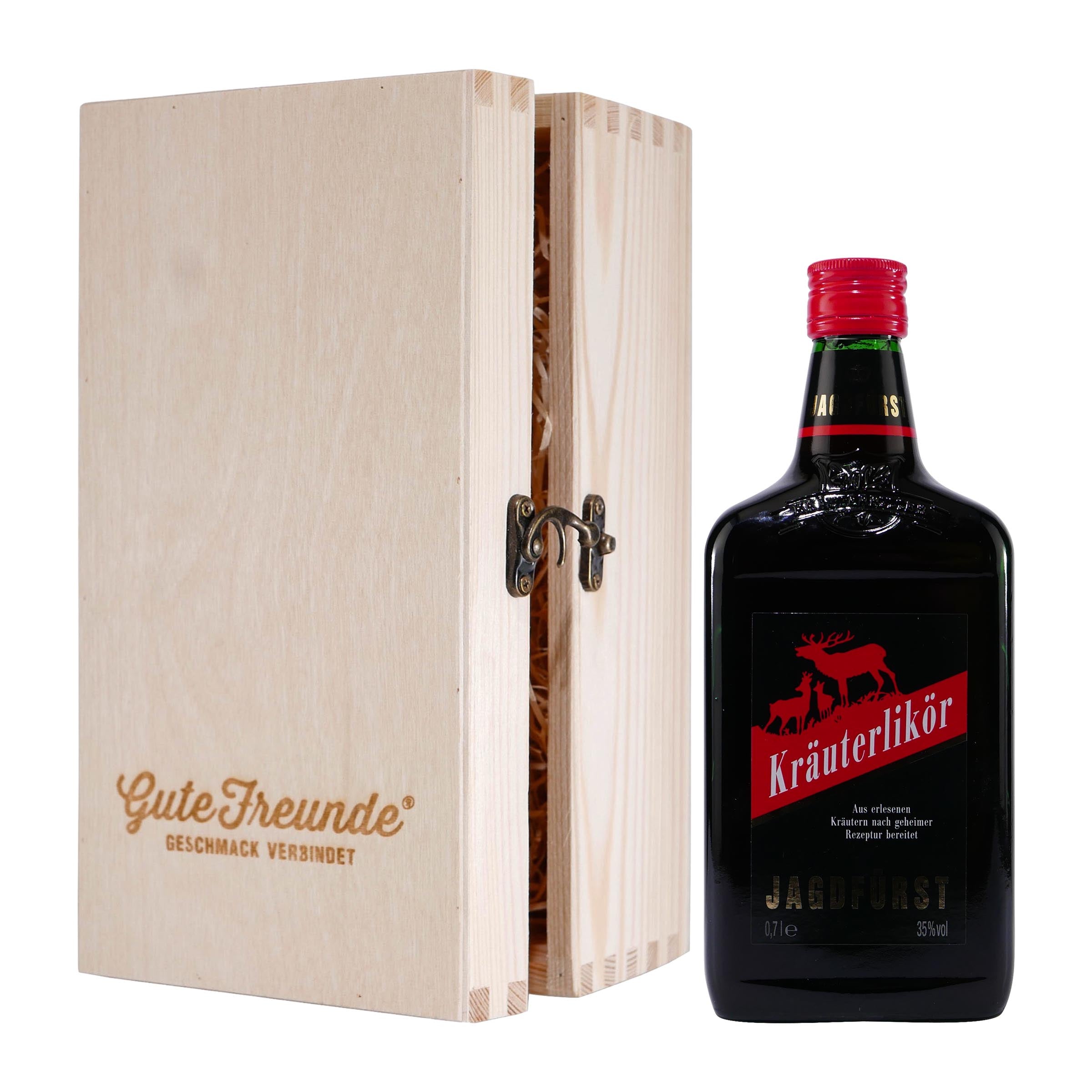 Jagdfürst Kräuterlikör mit Geschenk-Holzkiste