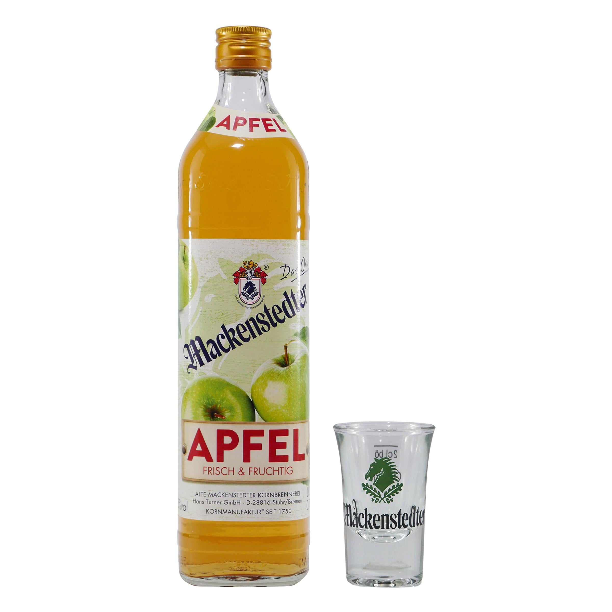 Mackenstedter Apfel Likör mit 6x Shotgläser