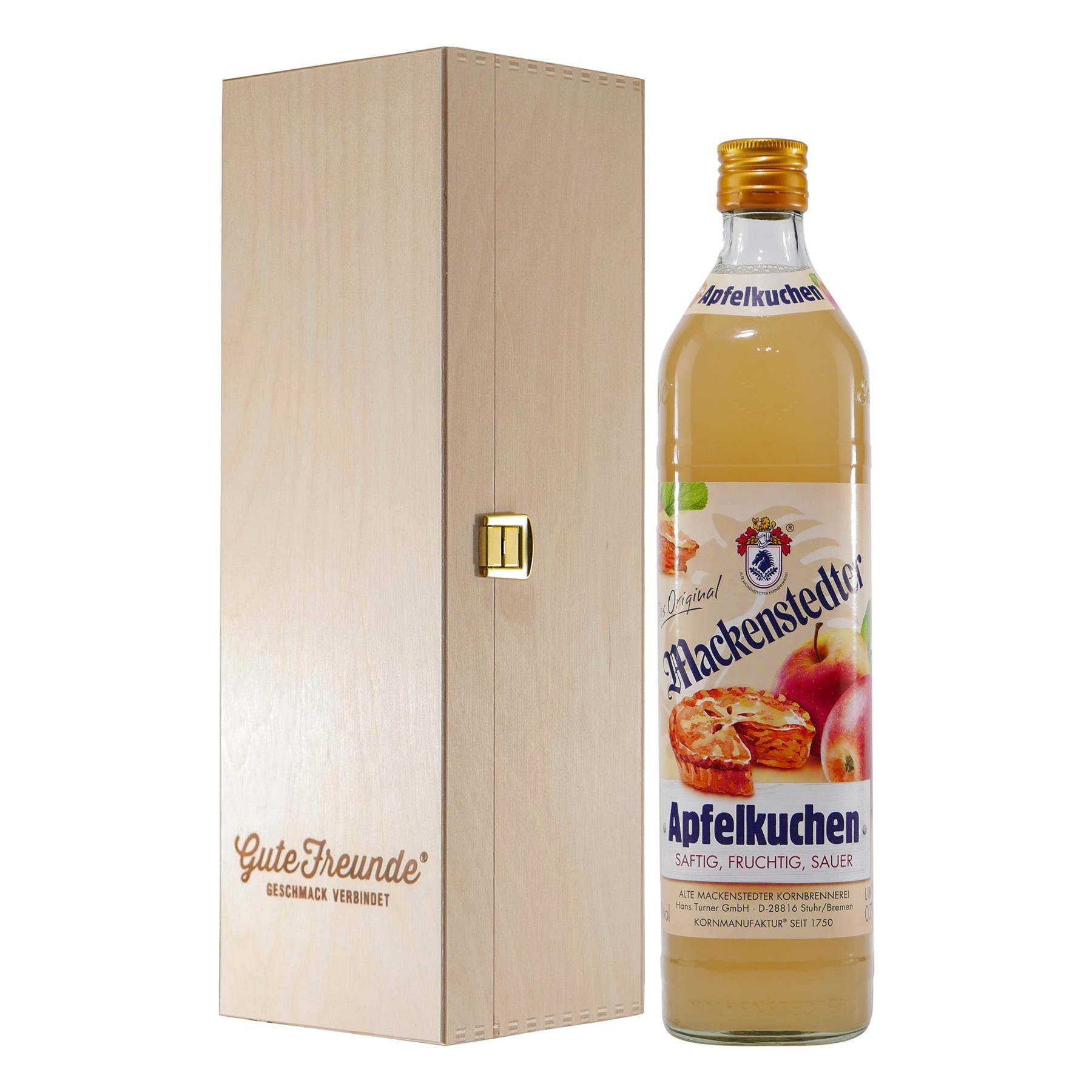 Mackenstedter Apfelkuchen Likör mit Geschenk-Holzkiste