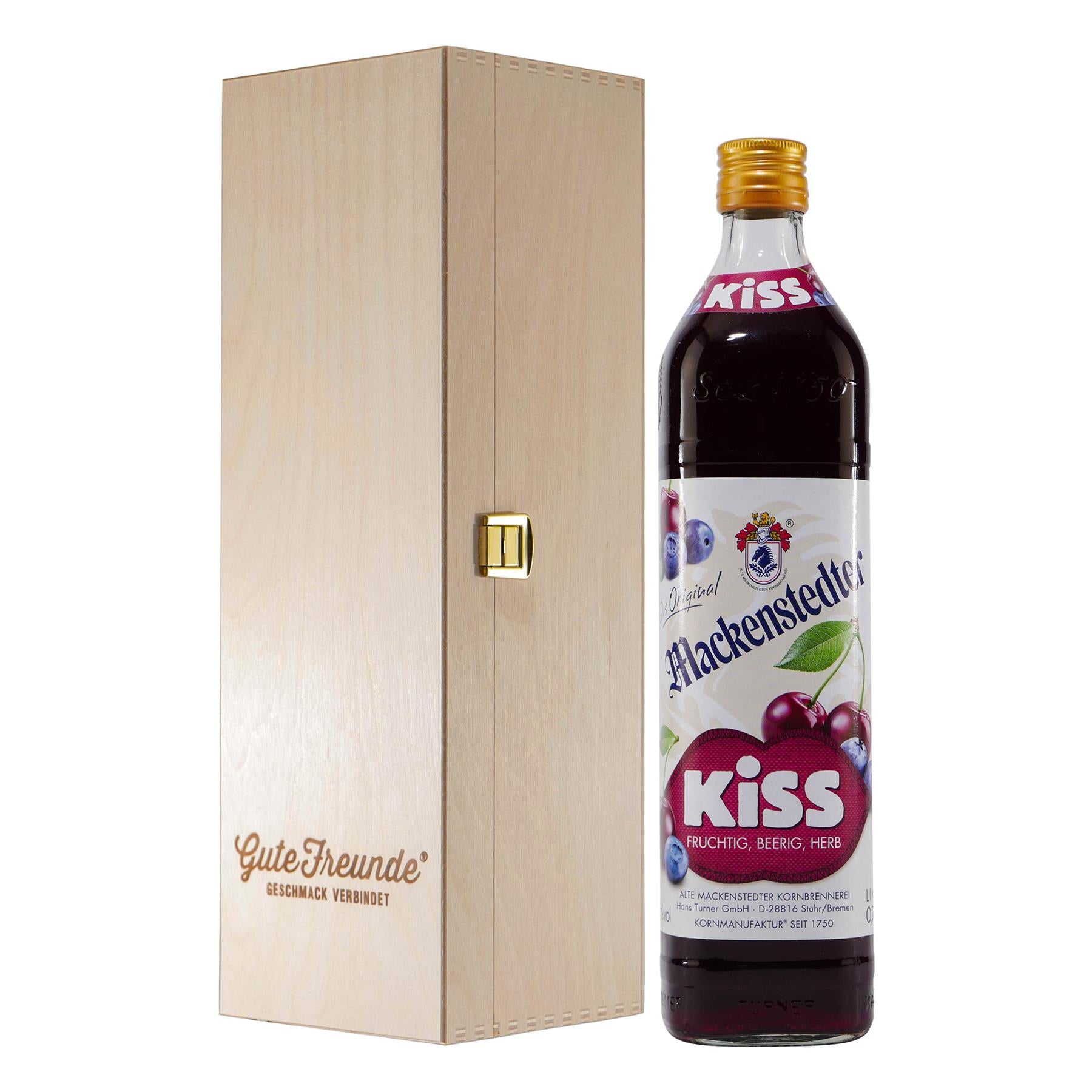 Mackenstedter Kiss Likör mit Geschenk-Holzkiste