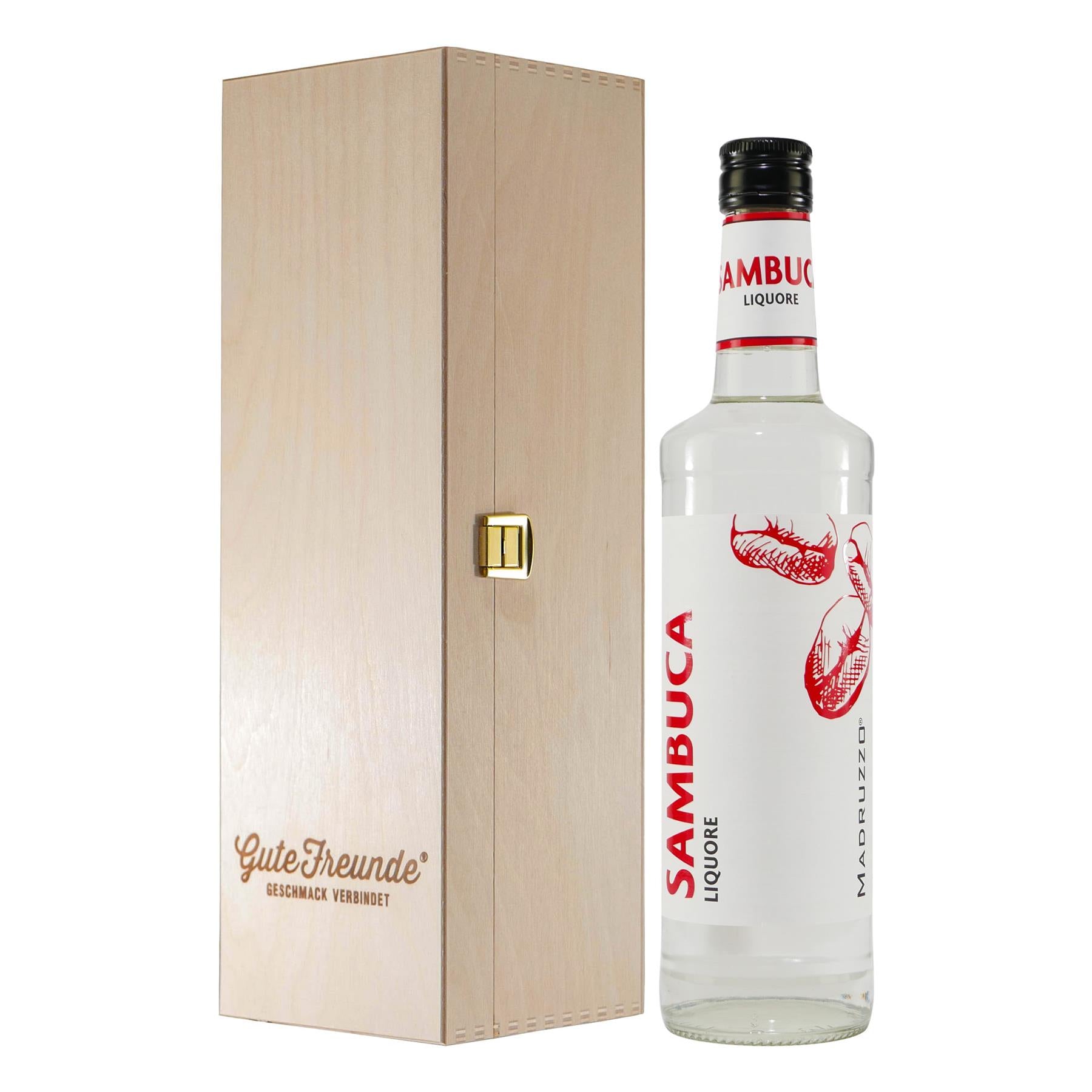 Madruzzo Sambuca Liquore 0,7L mit Geschenk-Holzkiste