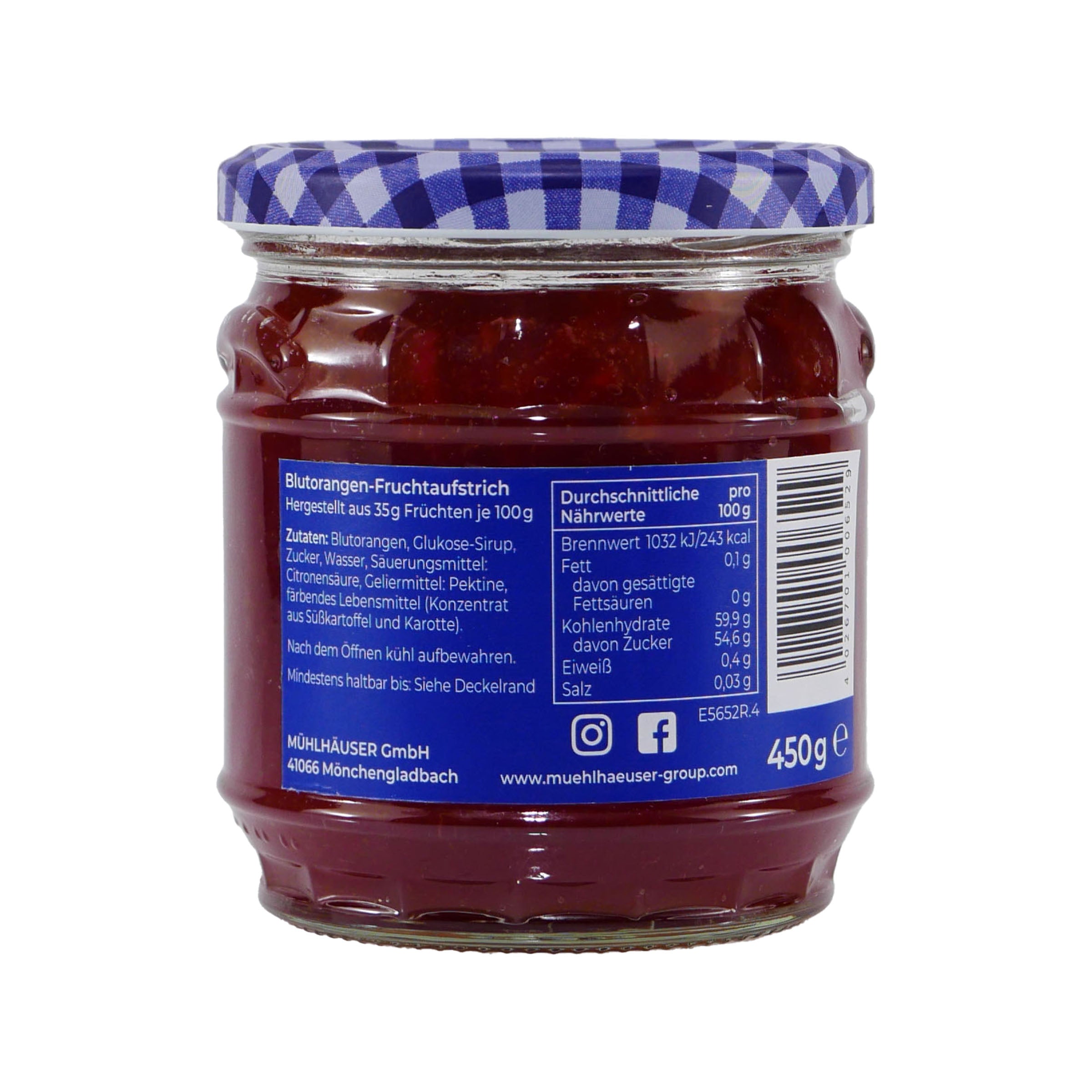 Mühlhäuser Blutorangen Konfitüre (8 x 0,45 Kg)