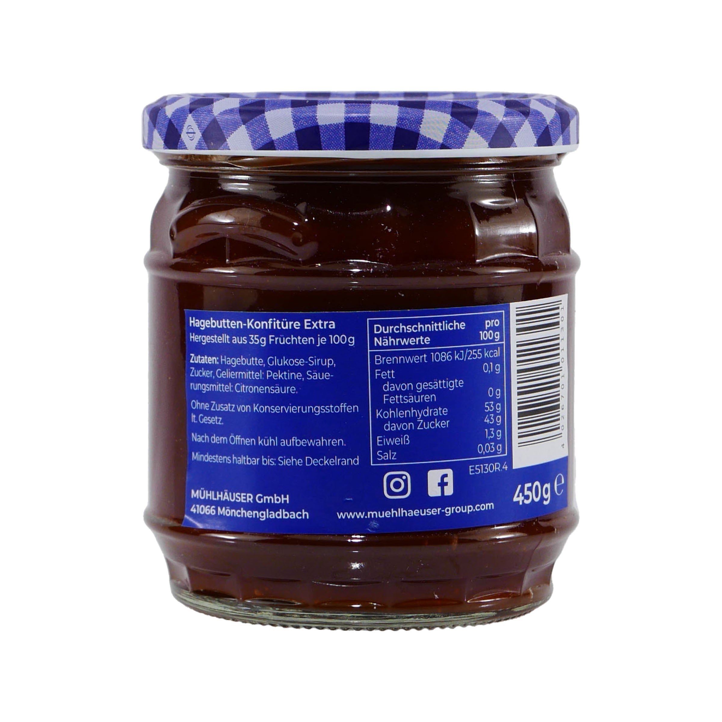 Mühlhäuser Hagebutte Konfitüre (8 x 0,45 Kg)