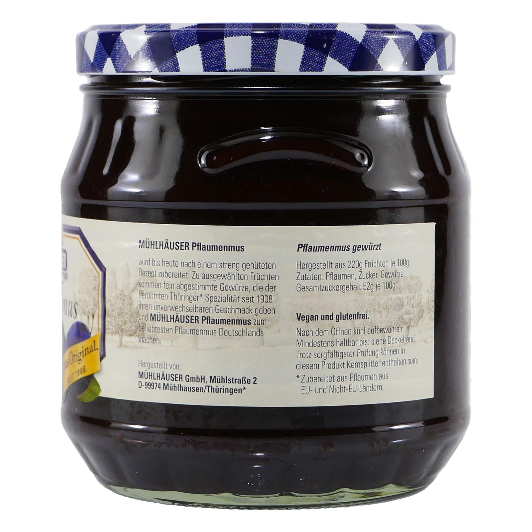 Mühlhäuser Thüringer Plaumenmus Gewürzt (6 x 1,00 Kg)