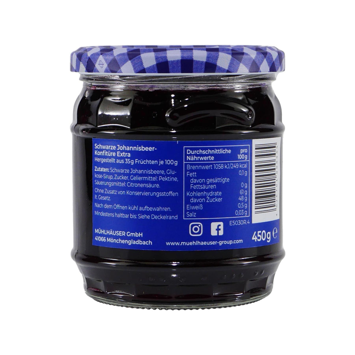 Mühlhäuser Schwarze Johannisbeer Konfitüre (8 x 0,45 Kg)
