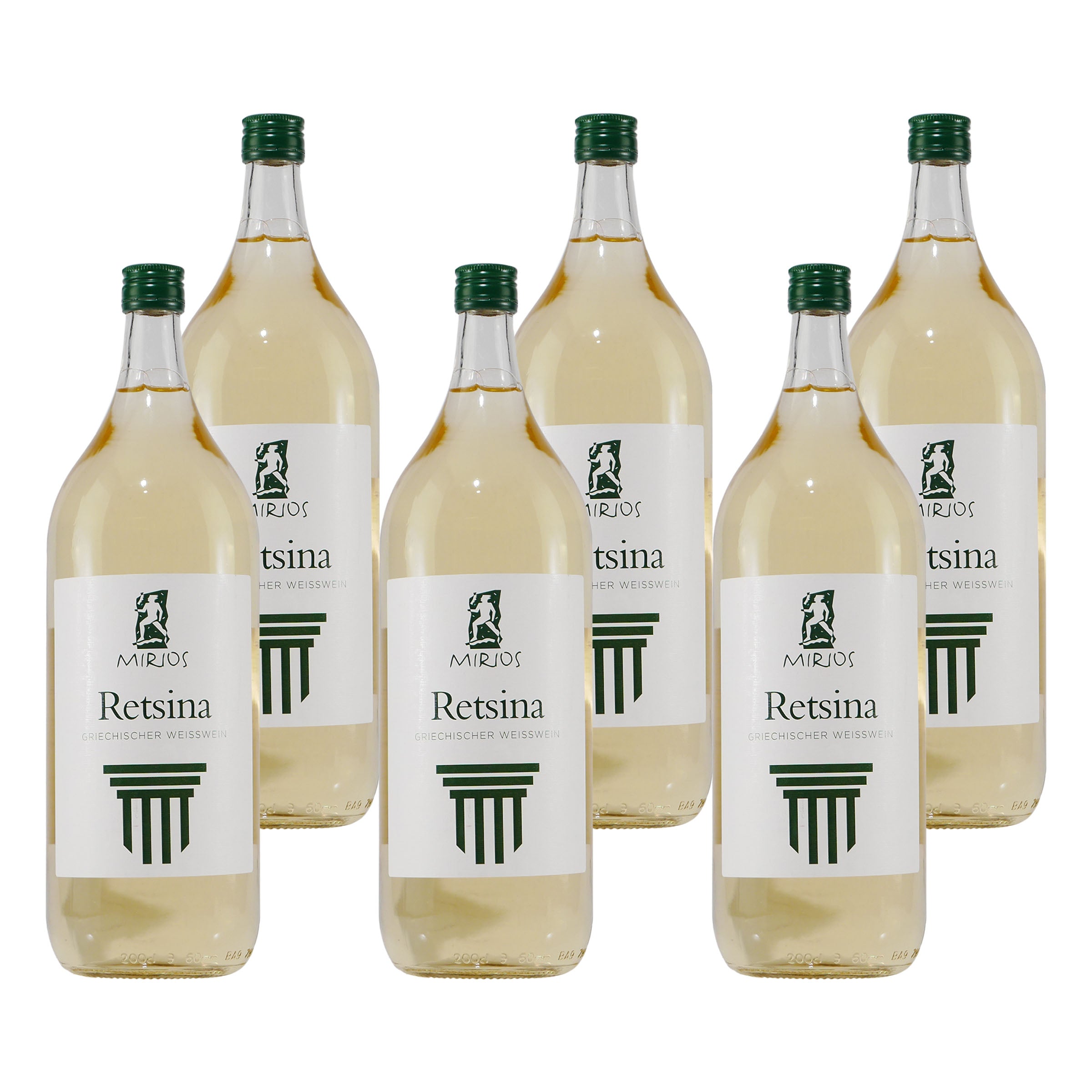 Online Getränke Rebsorten Spirituosen aus - Traditioneller ausgewählten & Gute-Freunde Shop Weißwein Wein Retsina | Mirios 2,0L griechischer