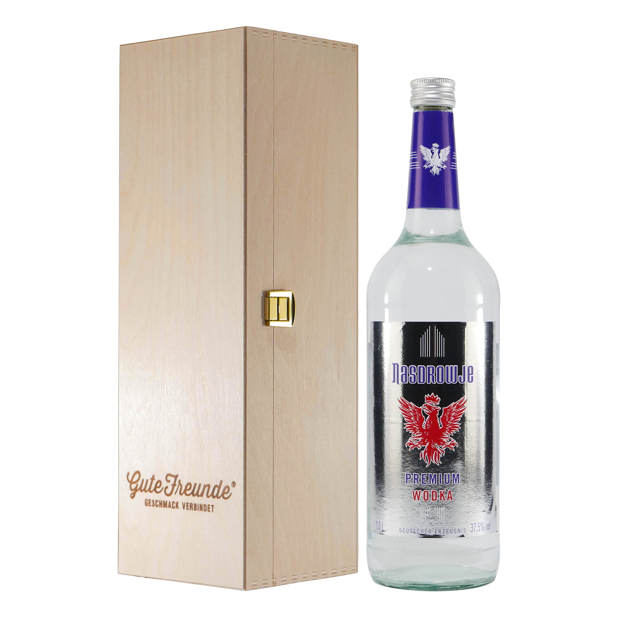 Nasdrowje Premium Wodka mit Geschenk-Holzkiste