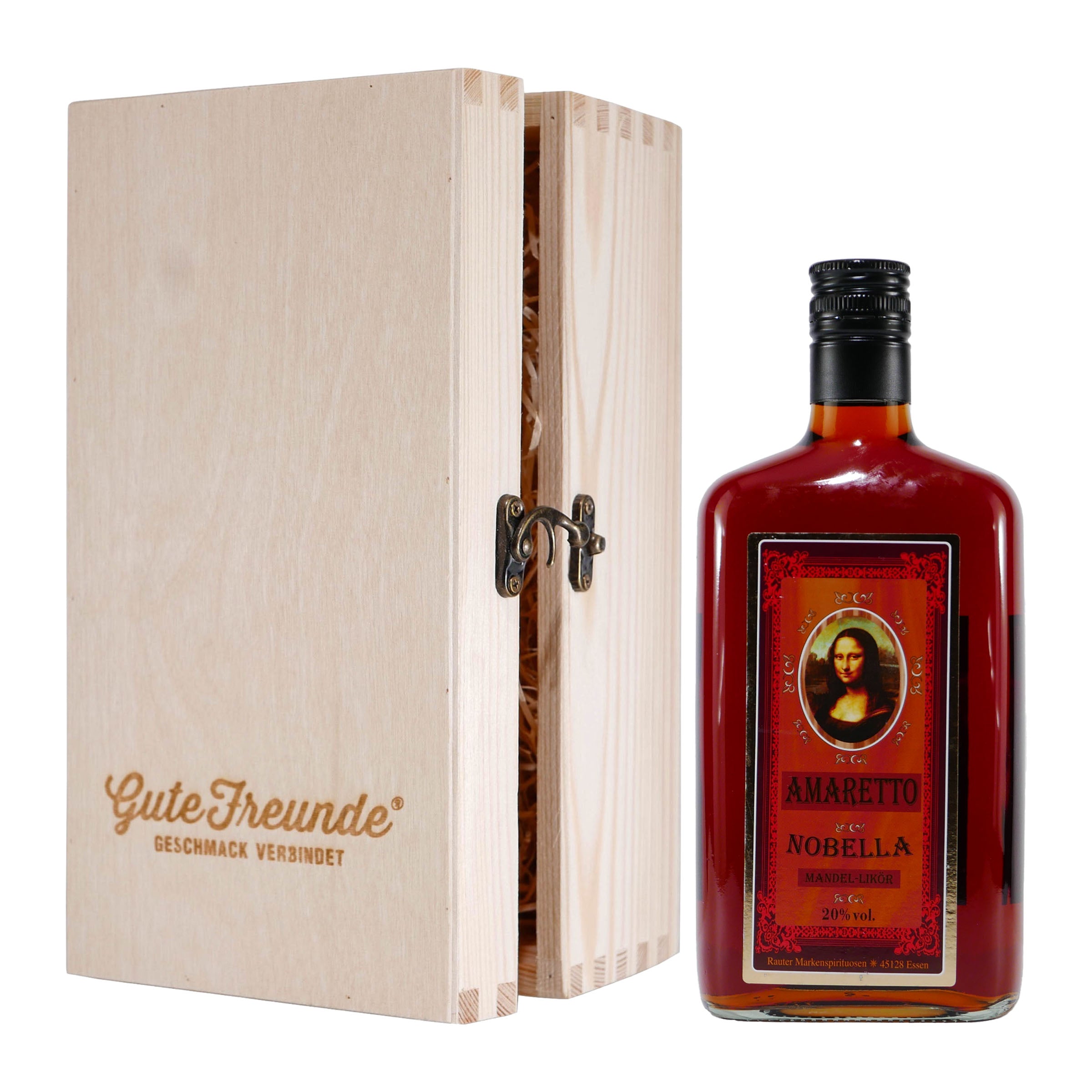 Nobella Amaretto mit Geschenk-Holzkiste
