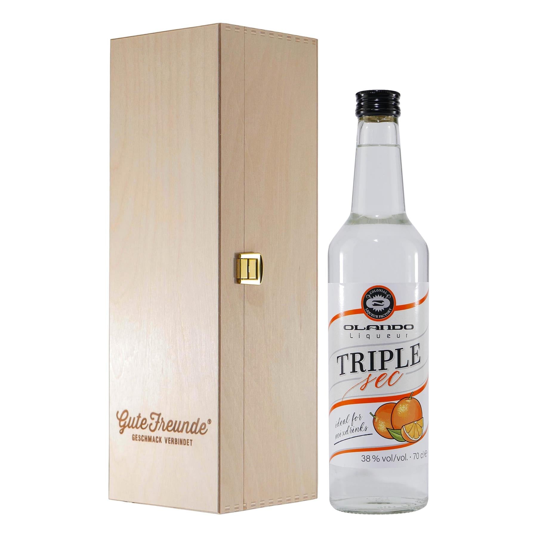 Olando Triple Sec Likör mit Geschenk-Holzkiste