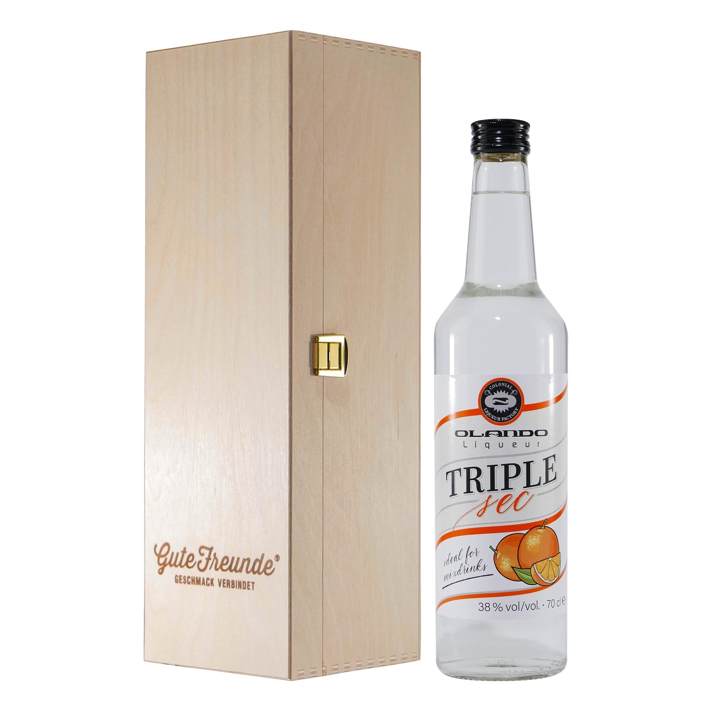 Olando Triple Sec Likör mit Geschenk-Holzkiste