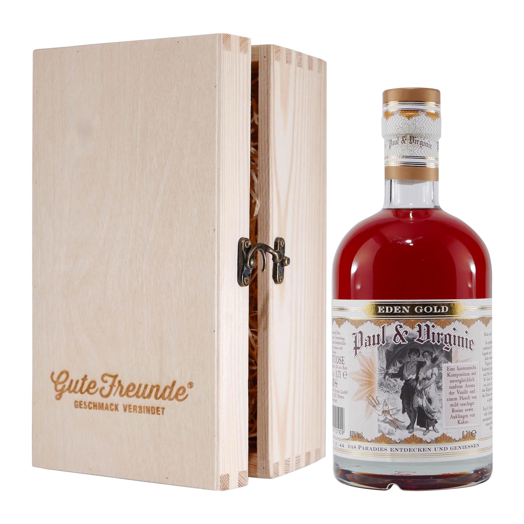 Paul & Virginie Spiced Spirituose mit Geschenk-Holzkiste