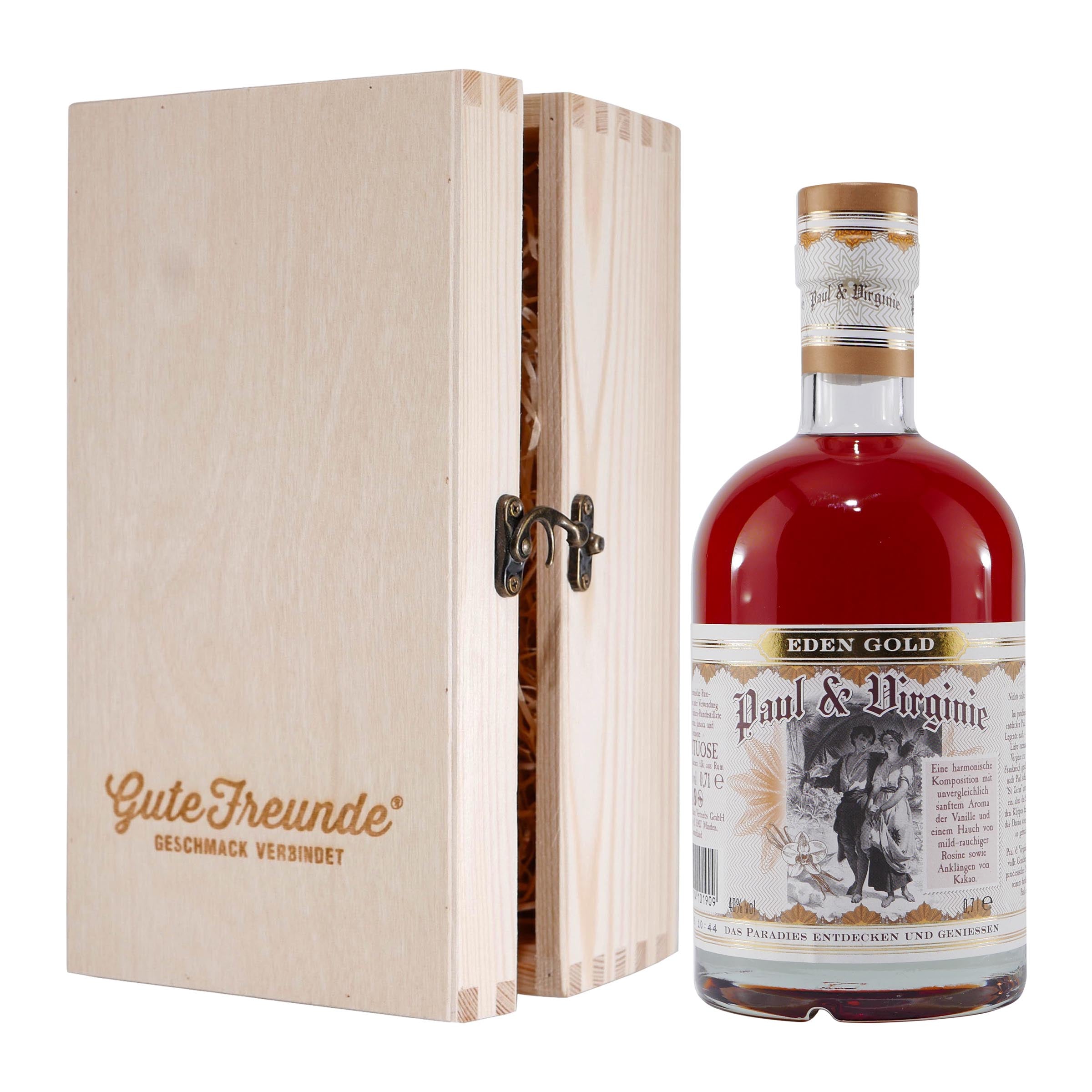 Paul & Virginie Spiced Spirituose mit Geschenk-Holzkiste