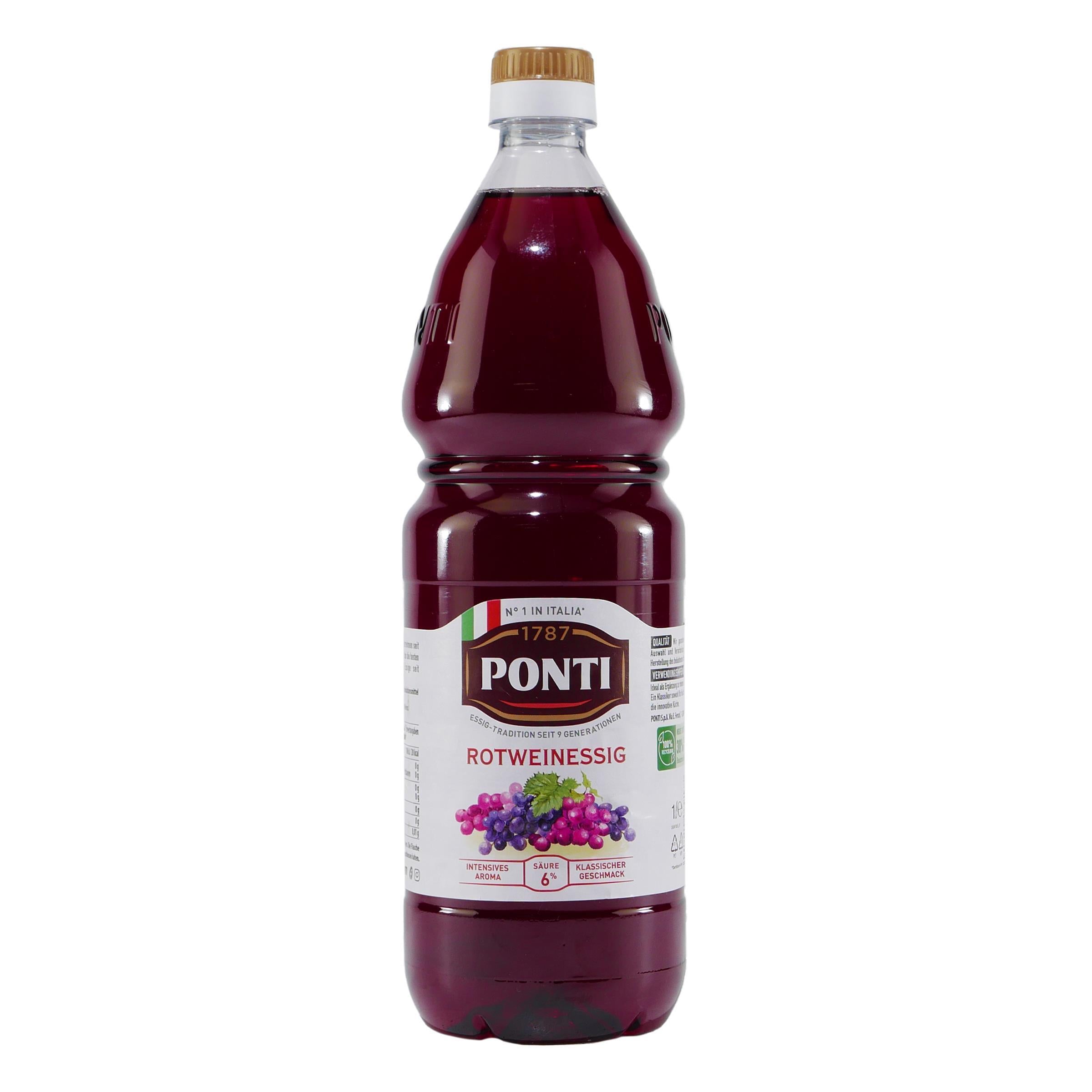 Ponti Rotwein-Essig 6% Säure (12 x 1,0L)