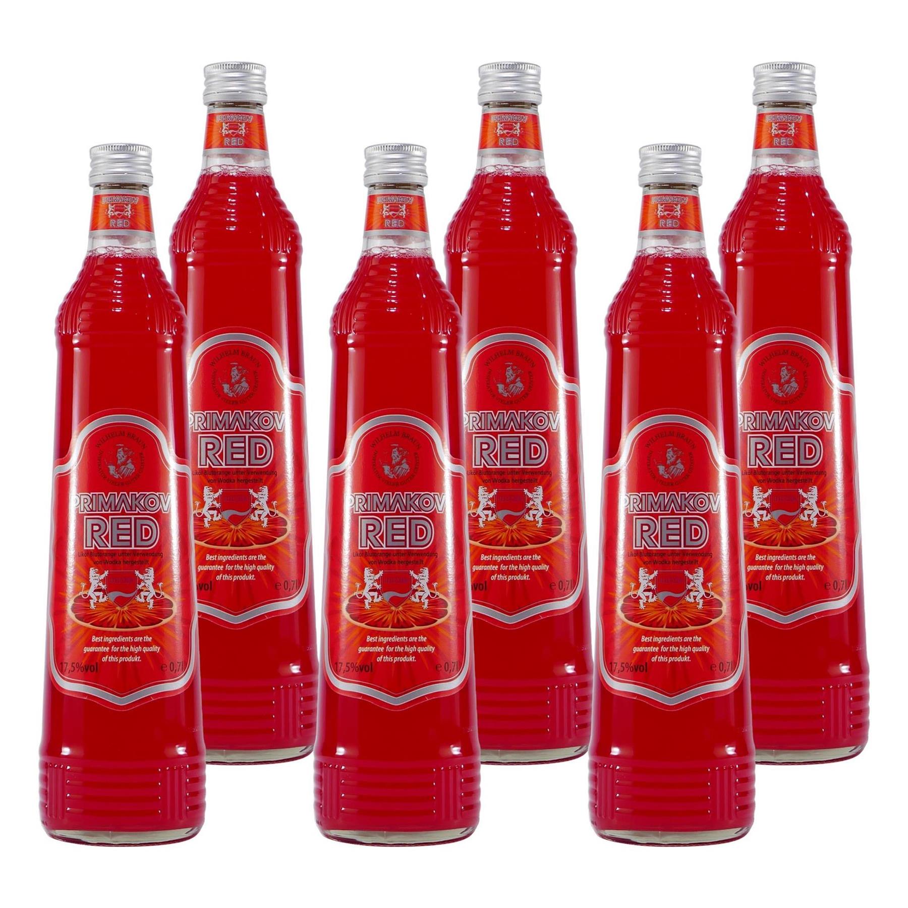 Primakov Red Blutorangen-Likör (6 x 0,7L)