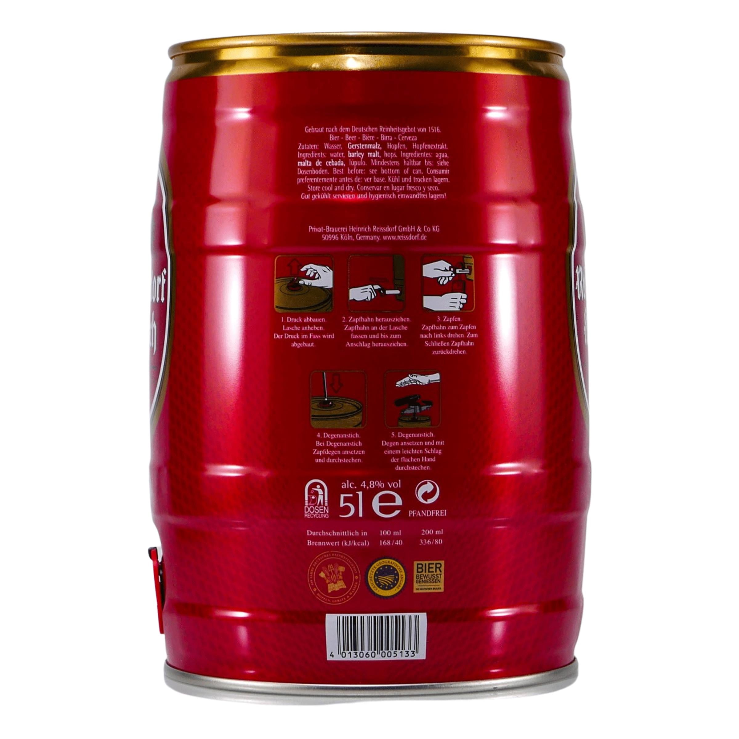 Reissdorf Kölsch Bierfass 5,0L