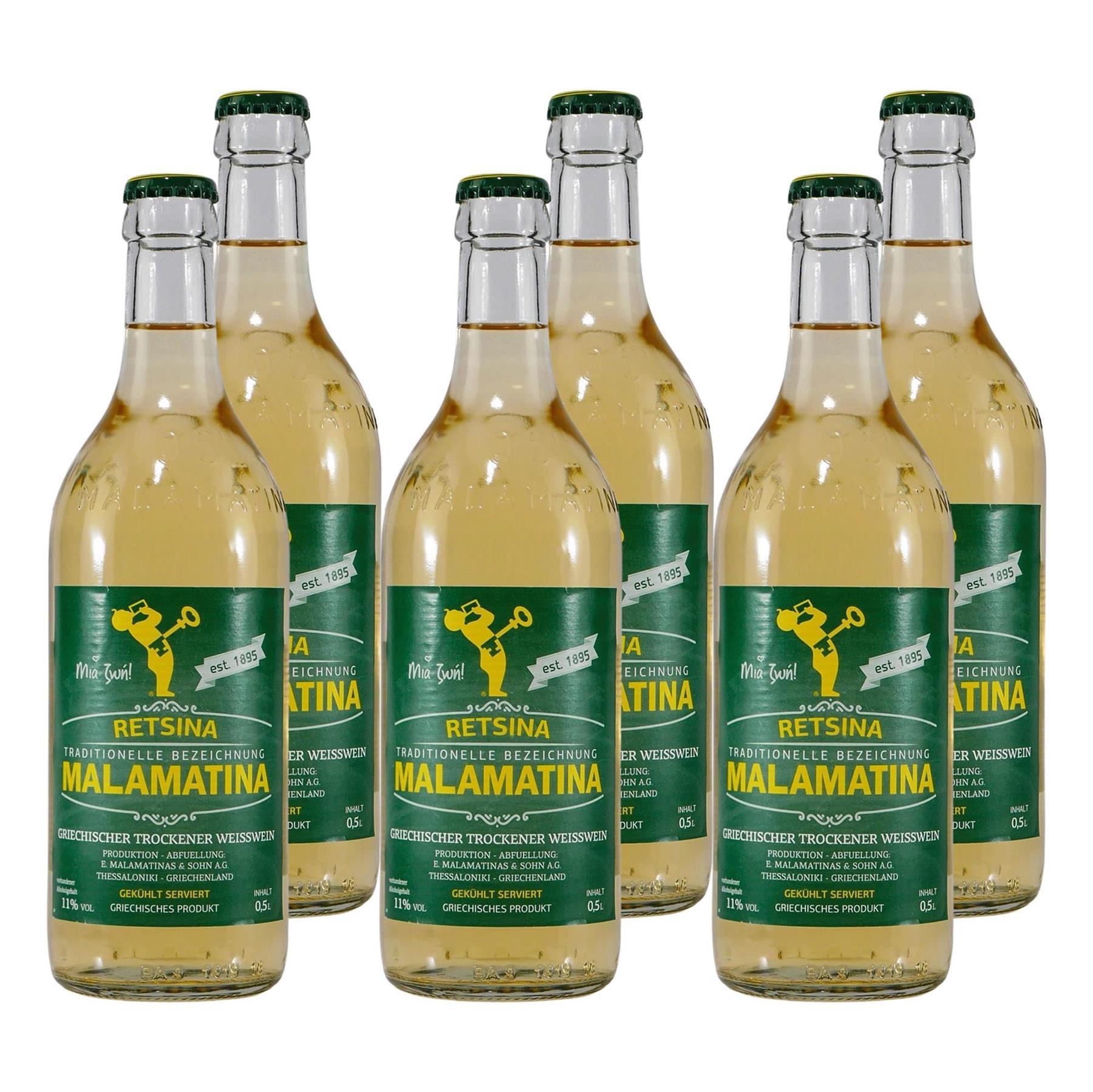 Retsina Malamatina Weißwein -trocken- (6 x 0,5L)