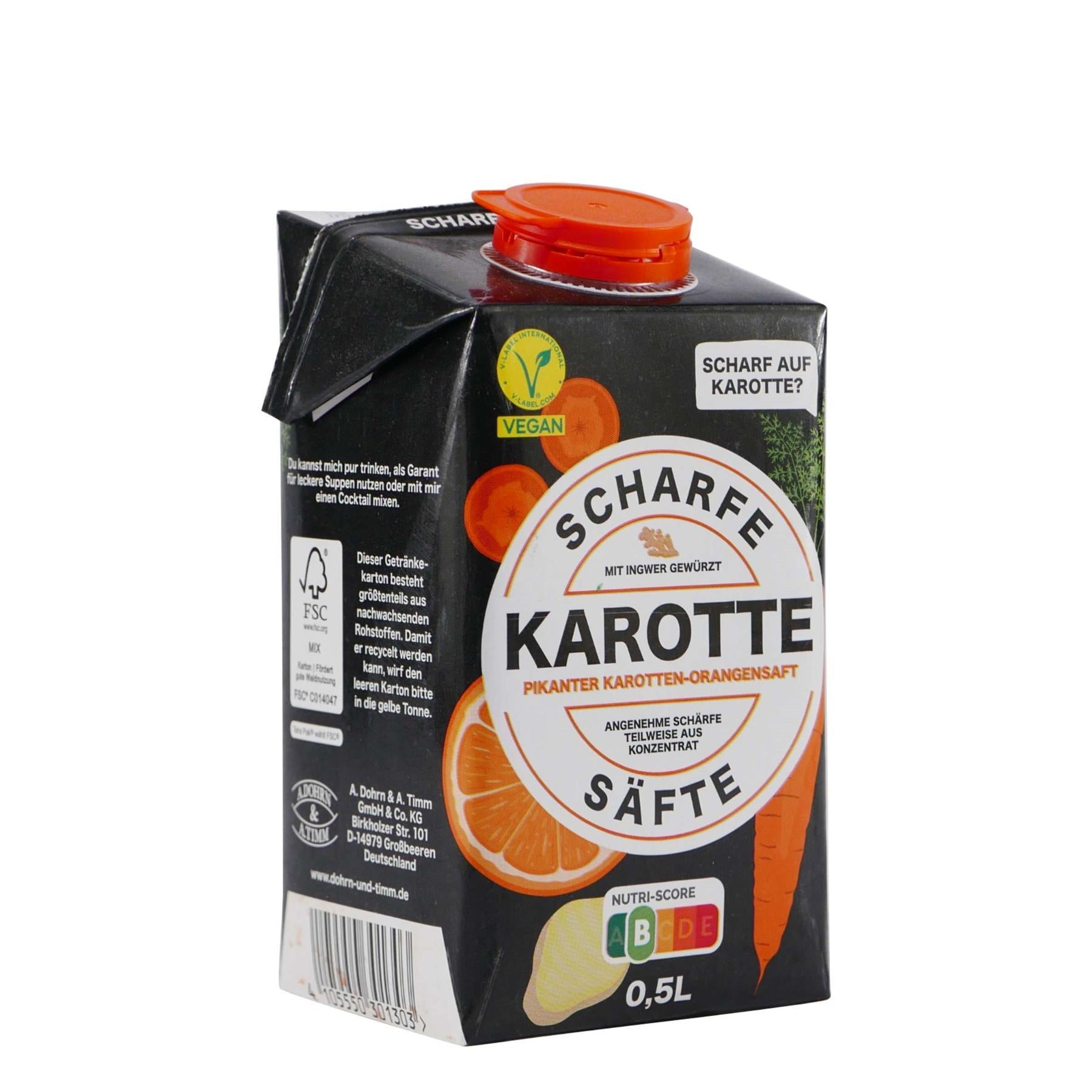Scharfe Säfte Karotte - Pikanter Karotten-Orangensaft (12 x 0,5L)