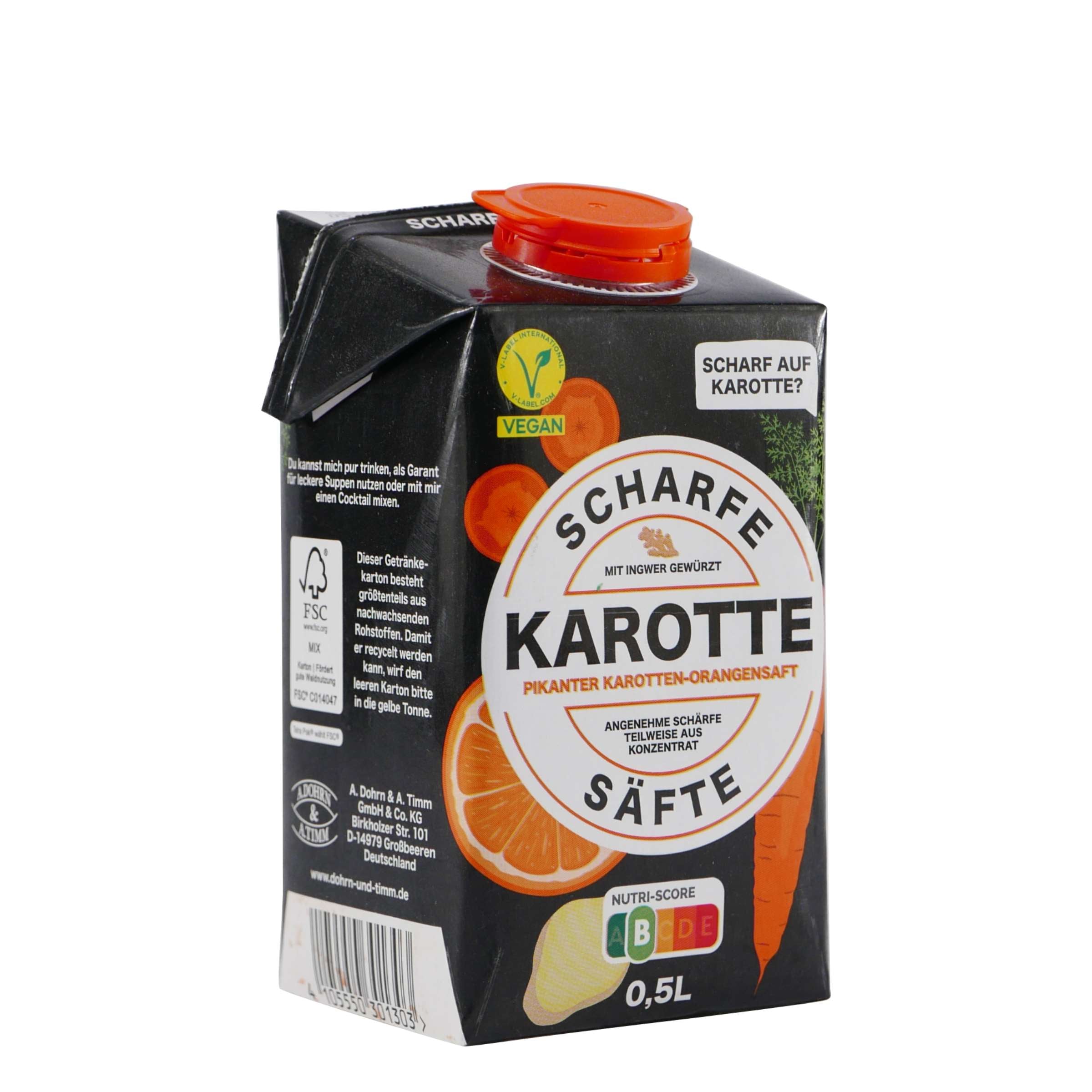 Scharfe Säfte Karotte - Pikanter Karotten-Orangensaft (12 x 0,5L)