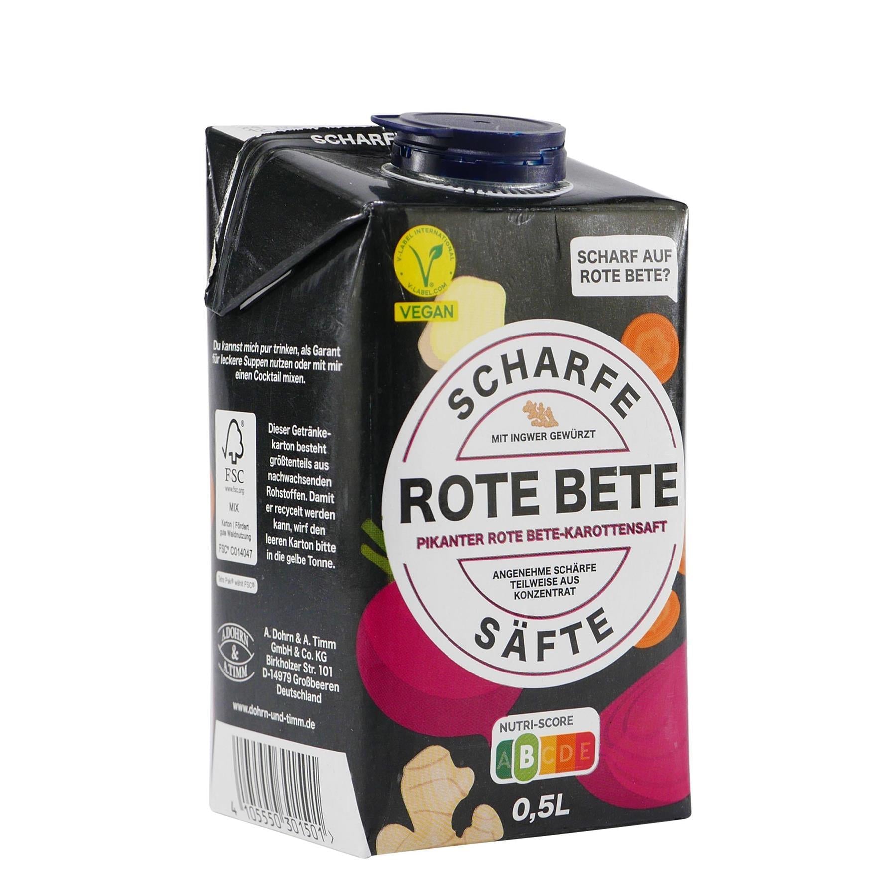 Scharfe Säfte Rote Bete mit Ingwer (12 x 0,5L)