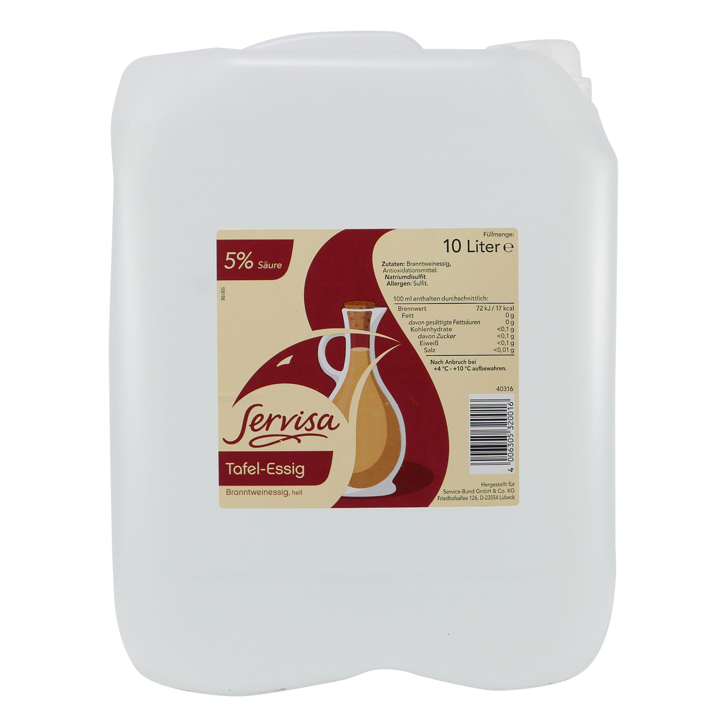 Servisa Tafel-Essig Hell 5% Säure 10L