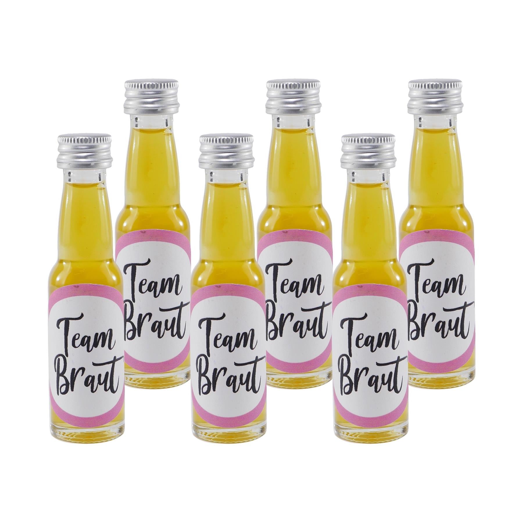 Spaßflasche Maracuja-Likör "Team Braut" (12 x 0,02L)