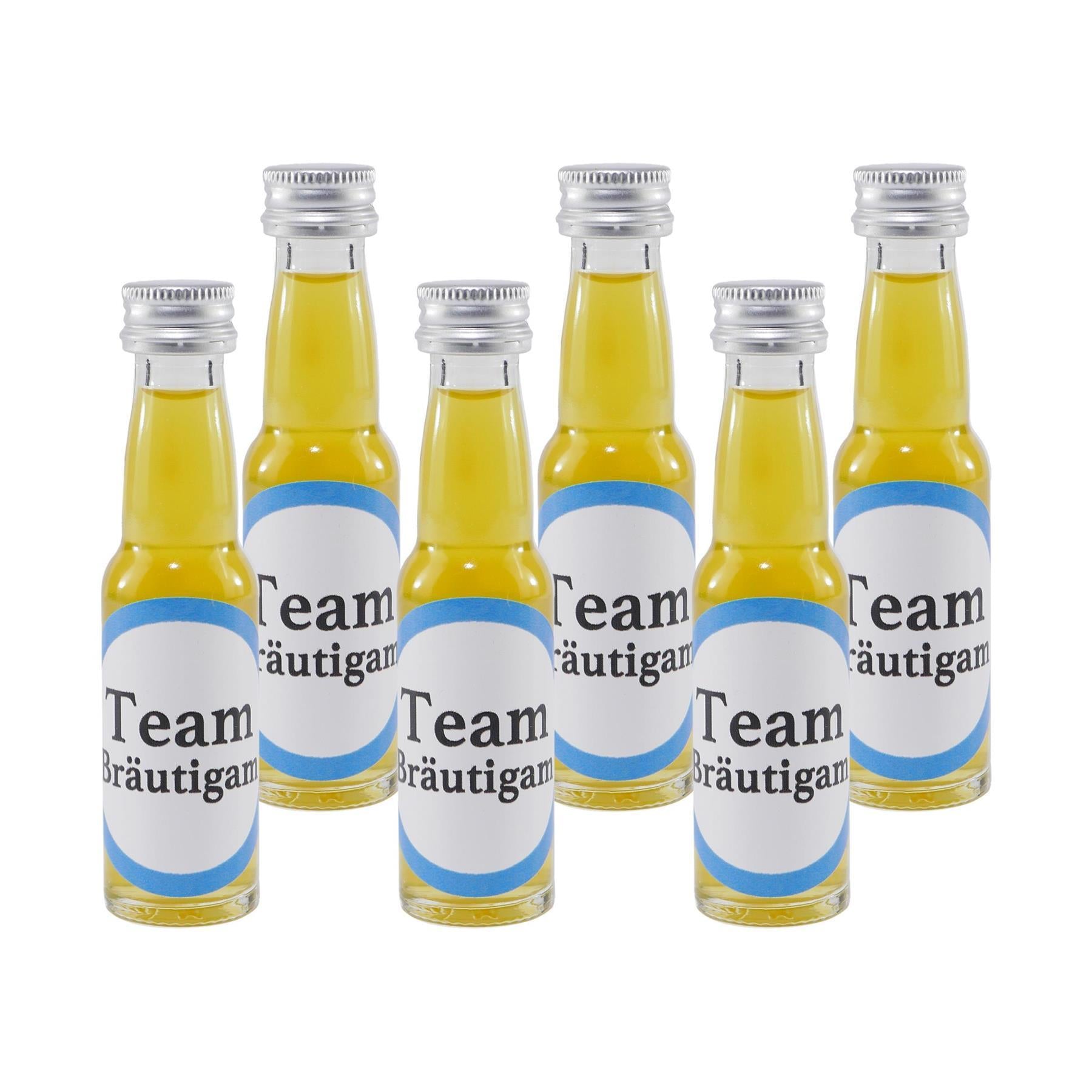 Spaßflasche Maracuja-Likör "Team Bräutigam" (12 x 0,02L)