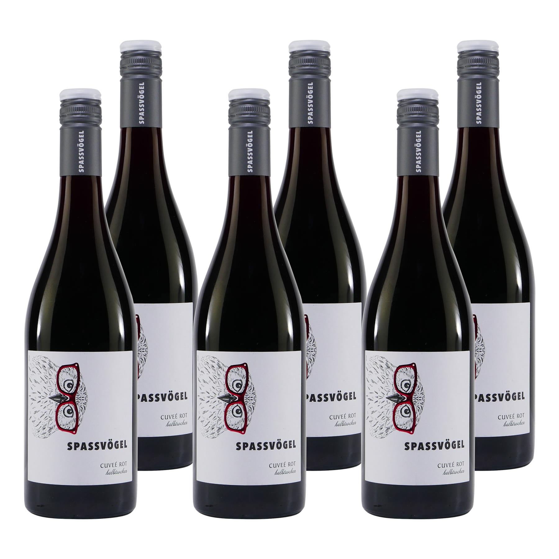 Spassvögel Cuveé Rot -halbtrocken- (6 x 0,75L)