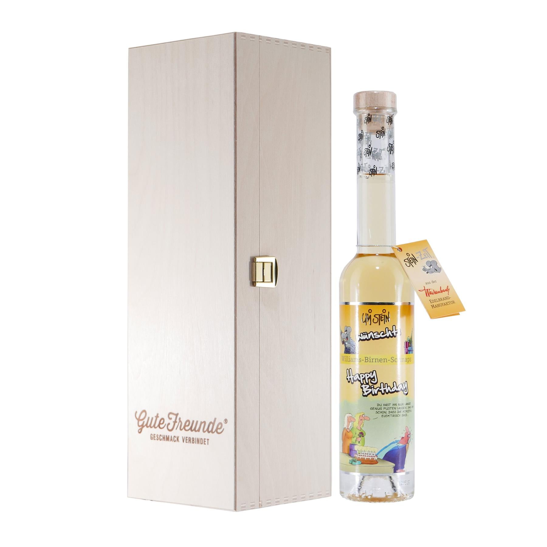 Stein-Zeit "Happy Birthday" Birnen-Schnaps Geschenk-HK