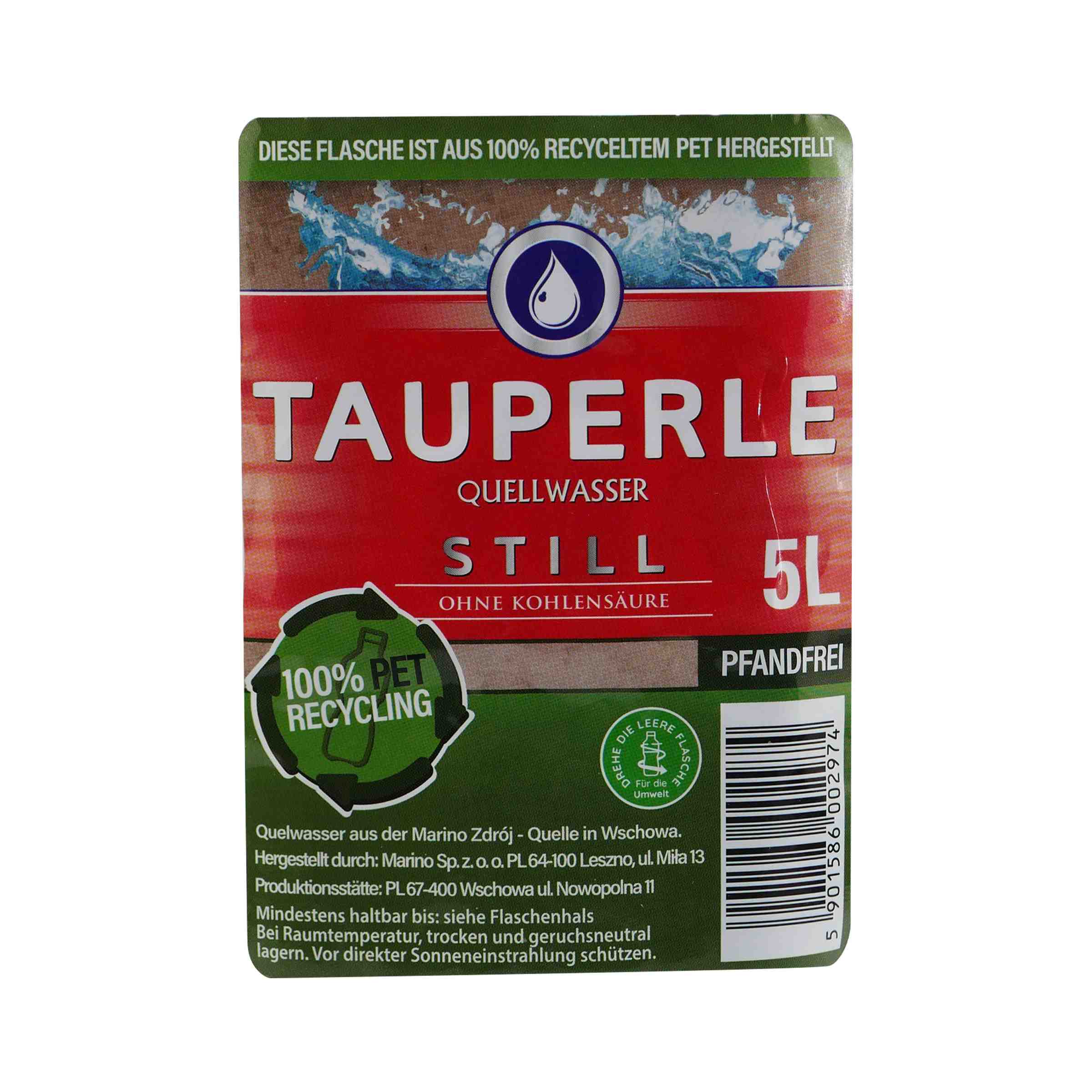 Tauperle Quellwasser -Still- 5,0L