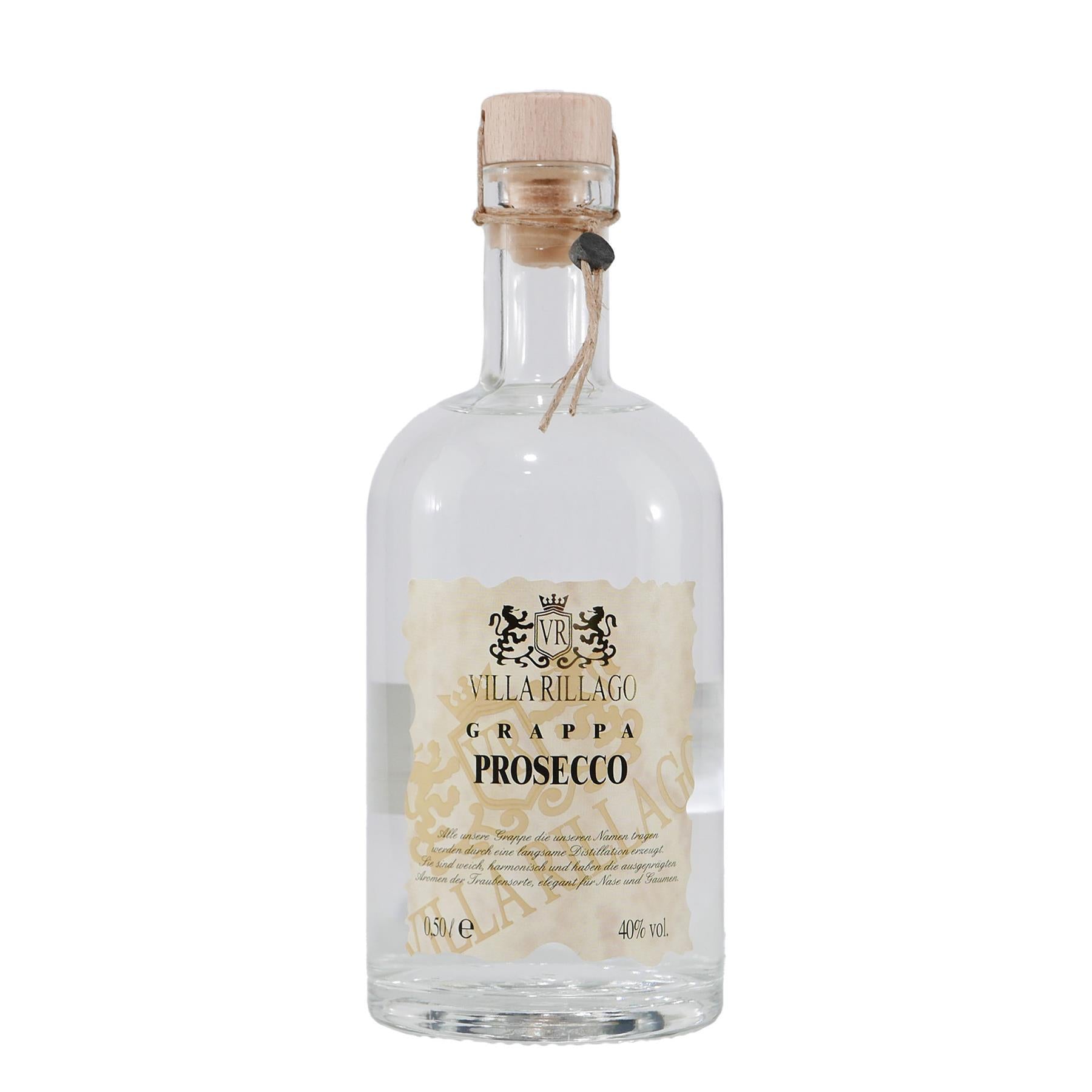Villa Rillago Prosecco Grappa mit Geschenk-Holzkiste