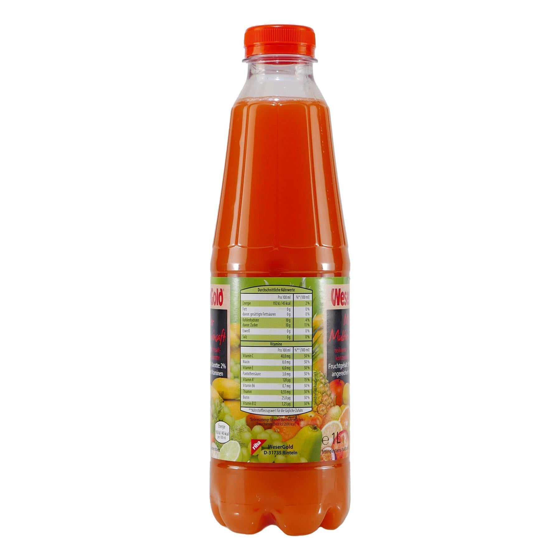 WeserGold Milder Multivitaminsaft (6 x 1,0L) EINWEG