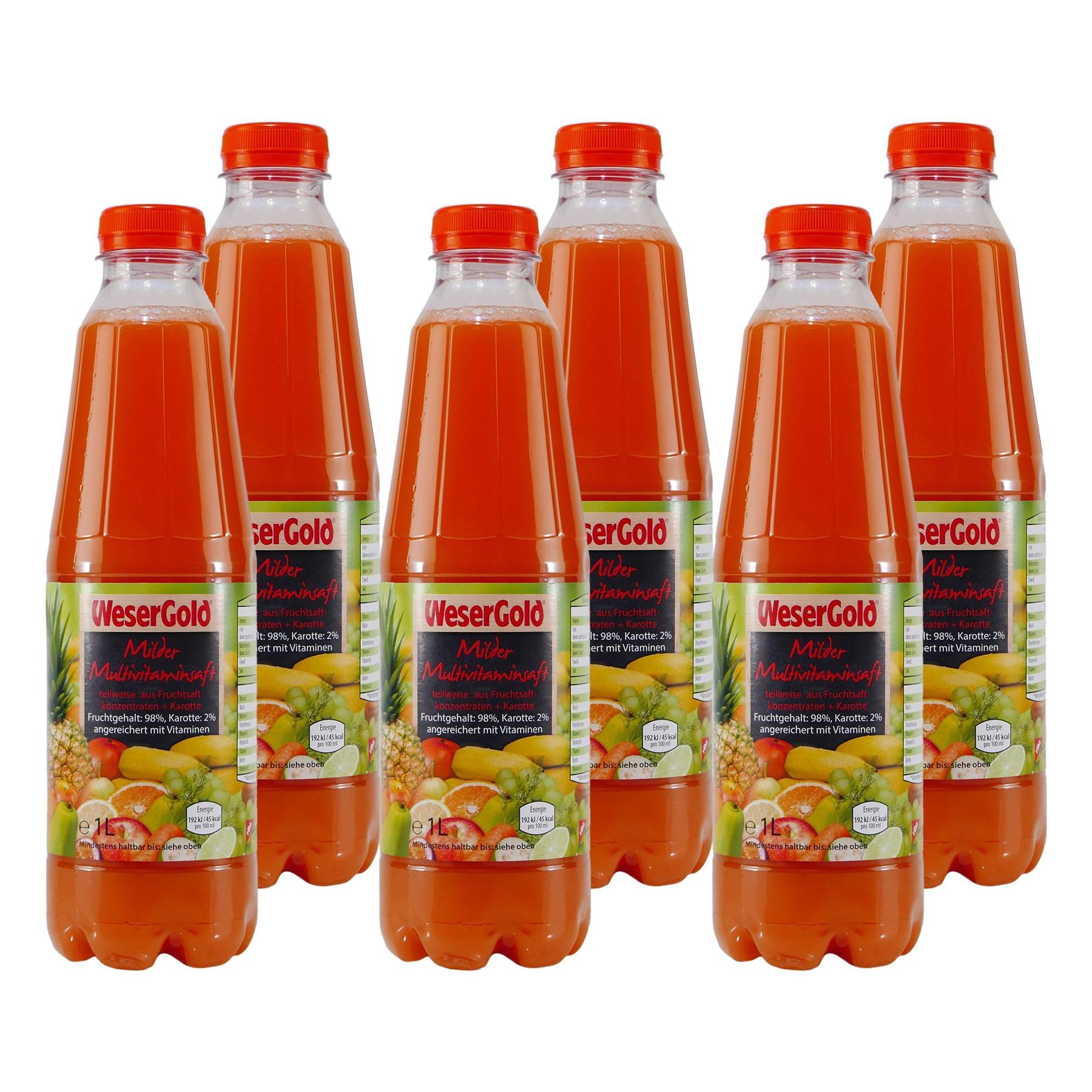 WeserGold Milder Multivitaminsaft (6 x 1,0L)
