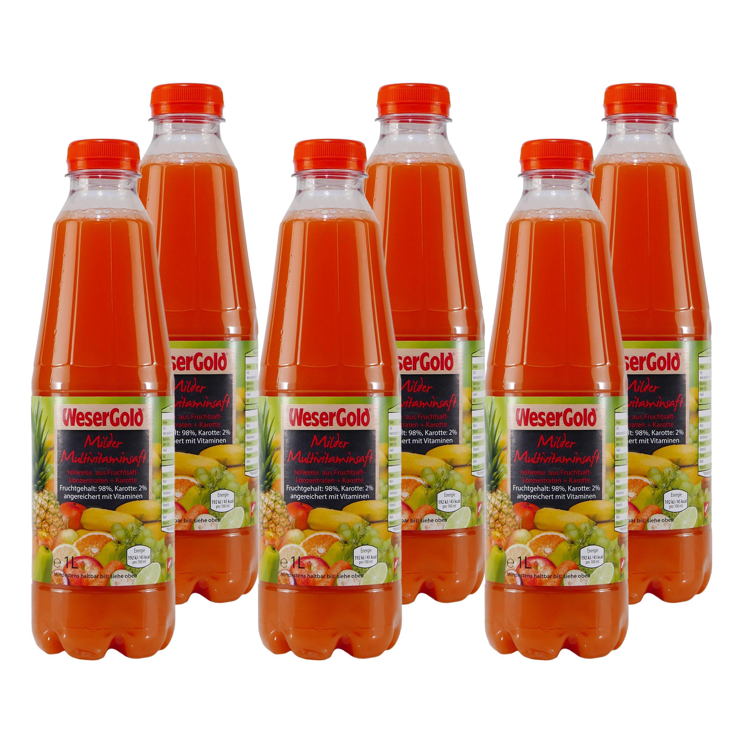 WeserGold Milder Multivitaminsaft (6 x 1,0L)