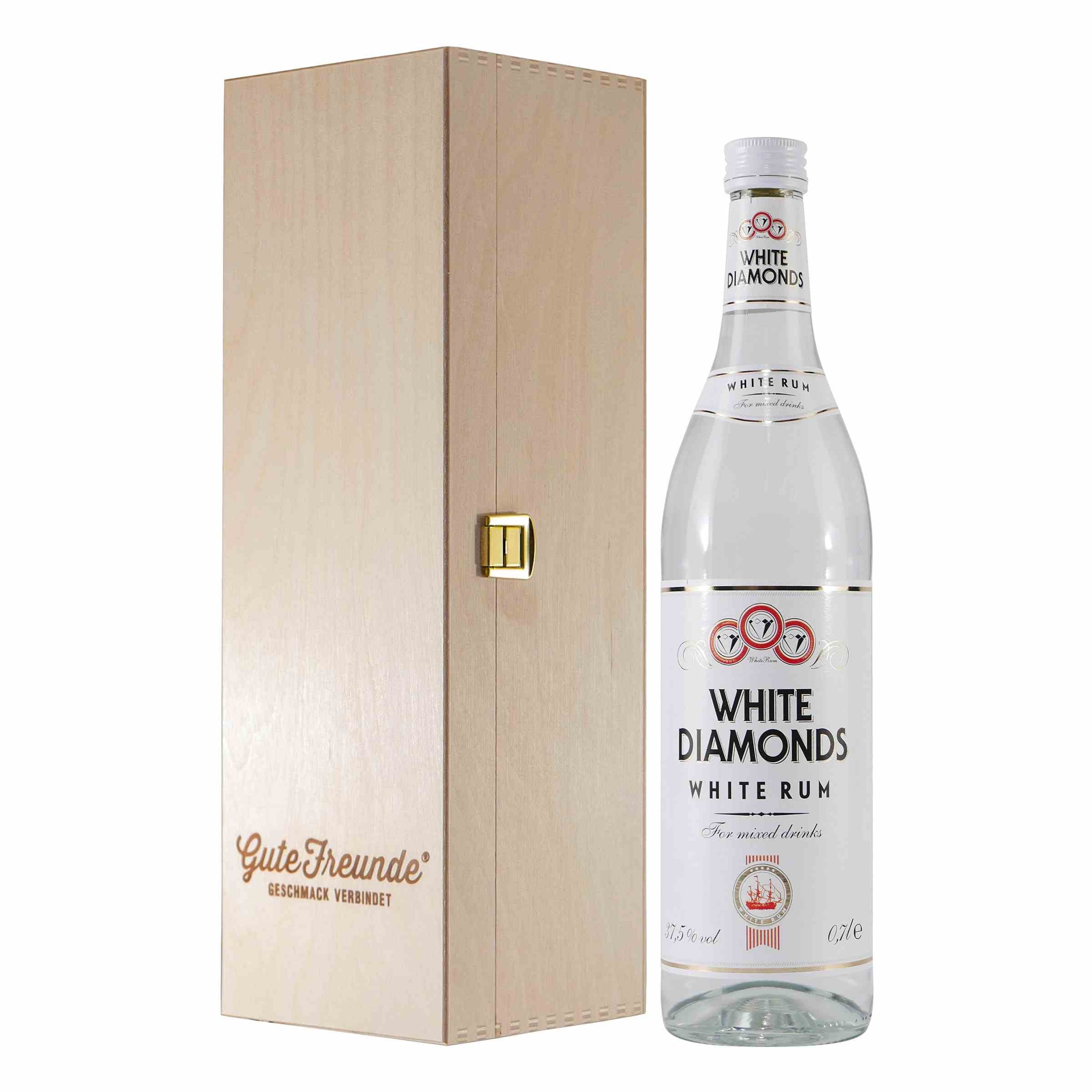 White Diamonds White Rum mit Geschenk-Holzkiste