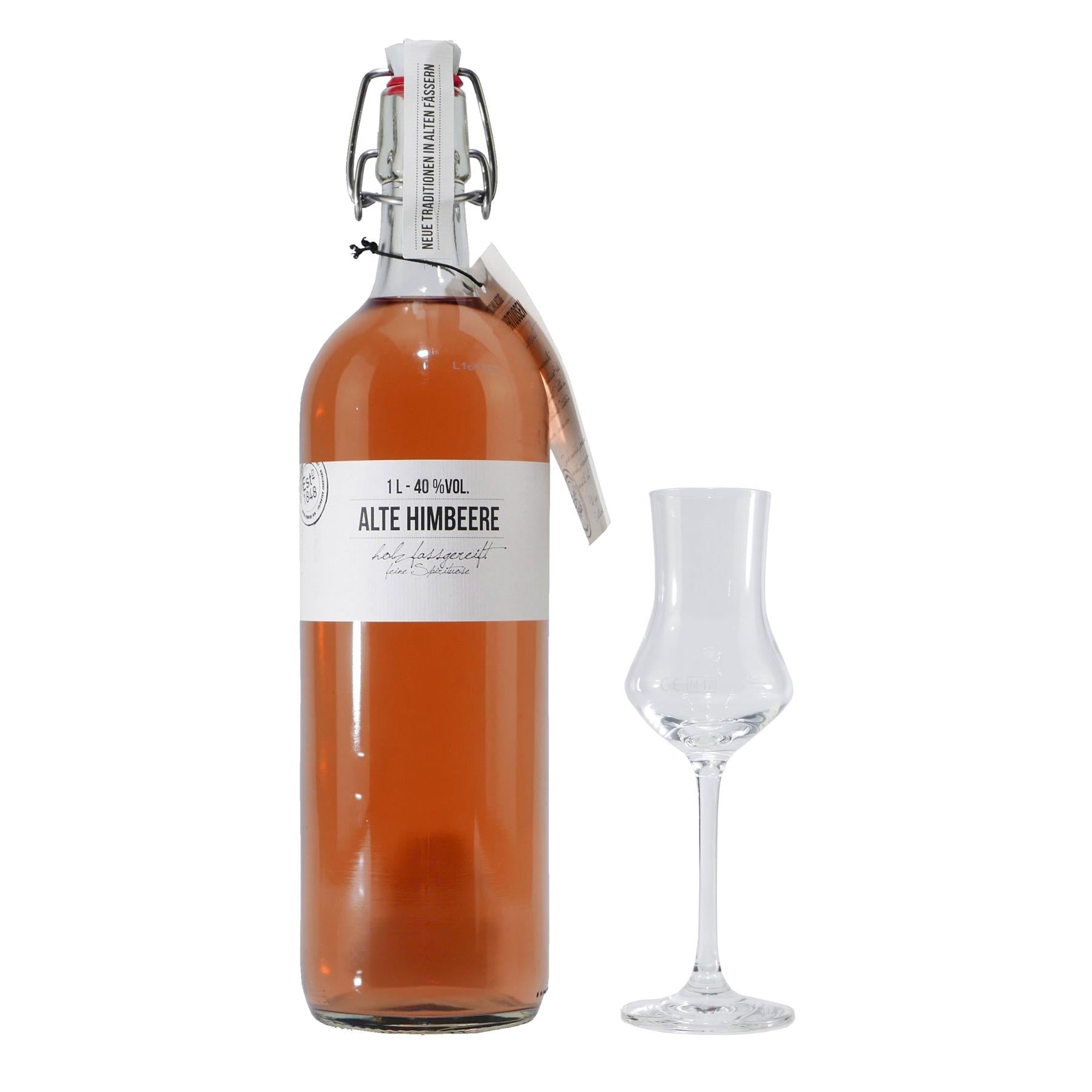 Birkenhof Alte Himbeere Beerenbrand mit 6 x Gläser