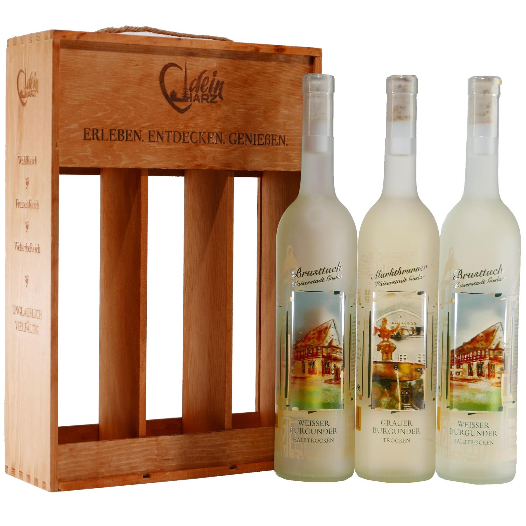 "Kaiserstadt Goslar" Wein Editionen im 3er Weinträger