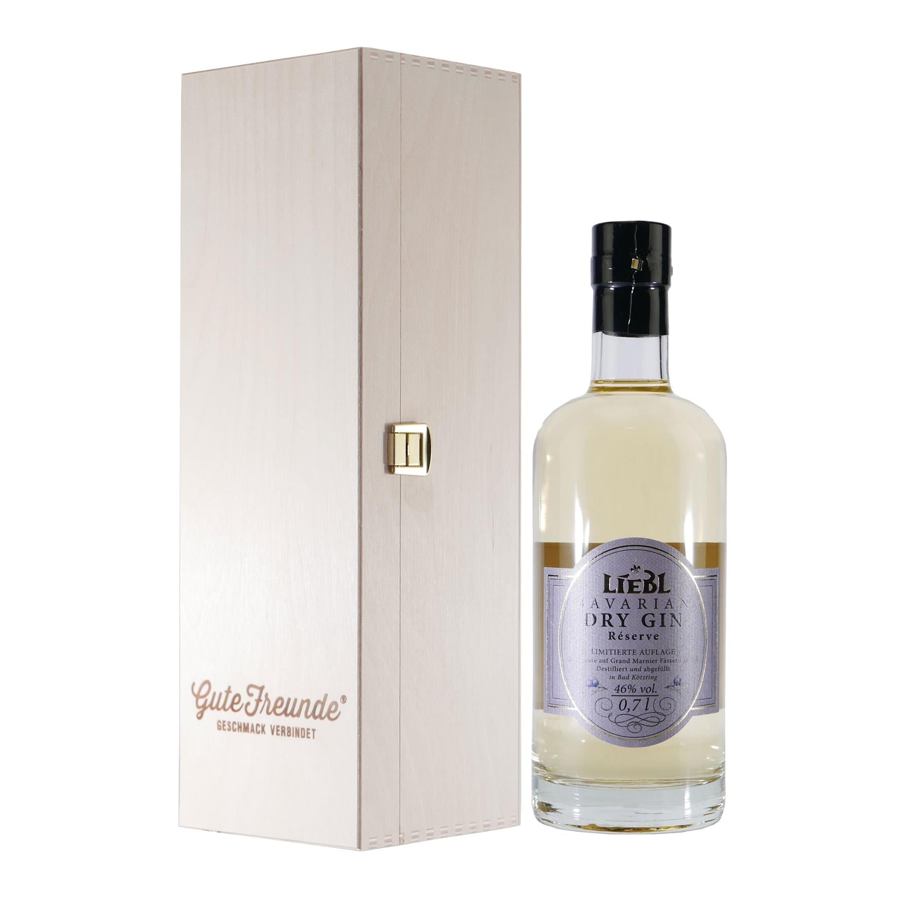 Liebl Bavarian Dry Gin Réserve mit Geschenk-Holzkiste