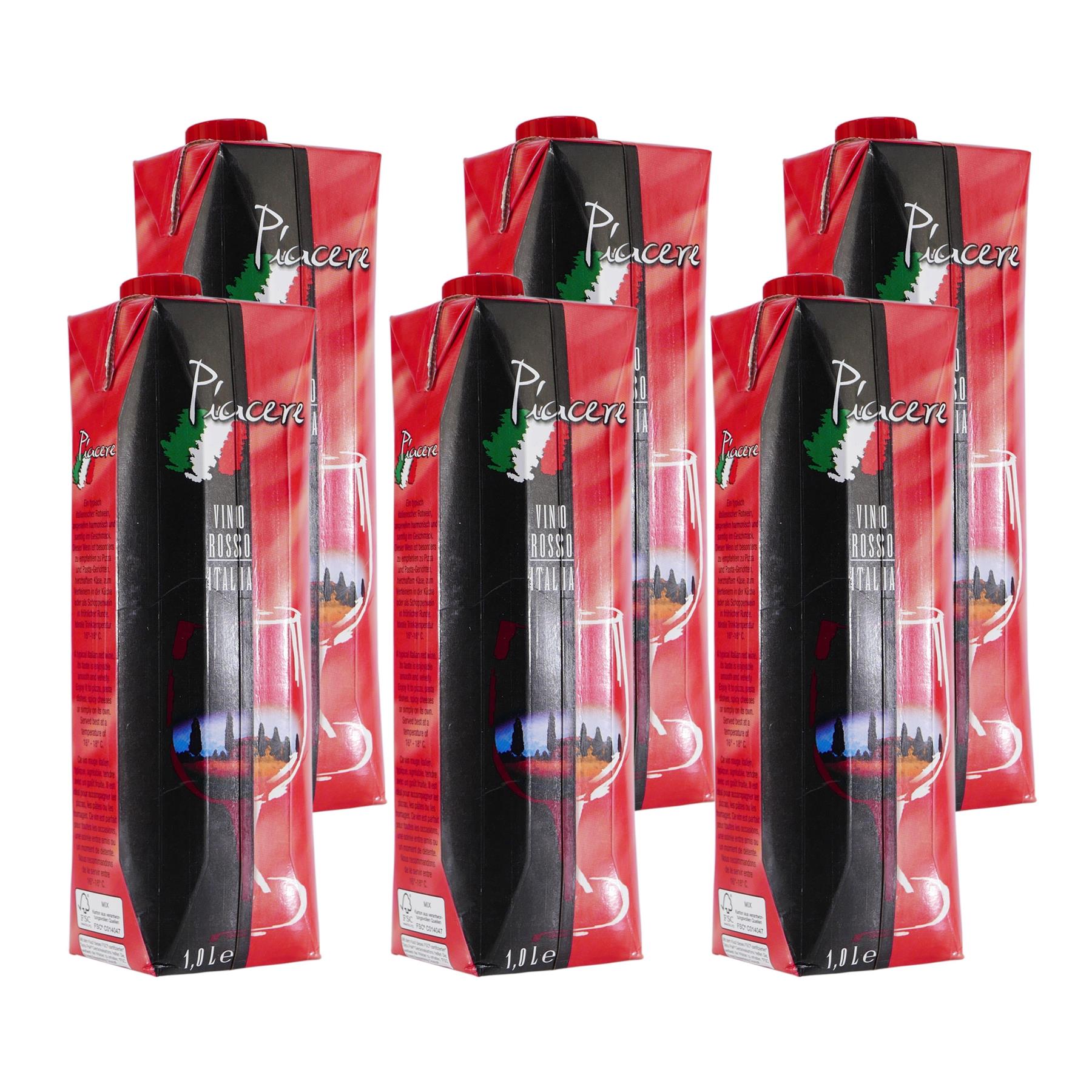 Piacere Vino Rosso - Italienischer Rotwein (12x1,0L)