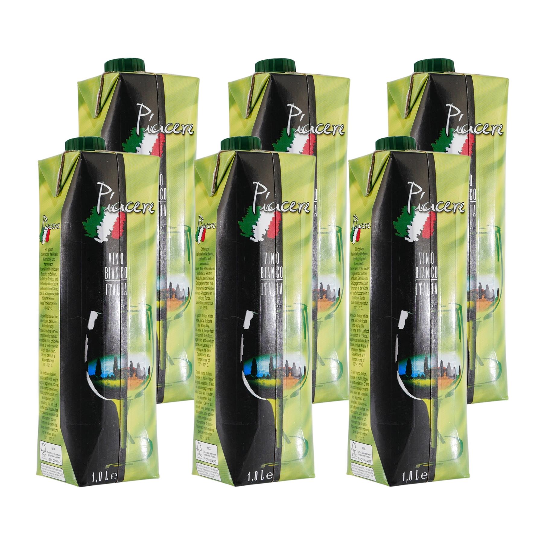 Piacere Vino Bianco - Italienischer Weißwein (12 x 1,0L)