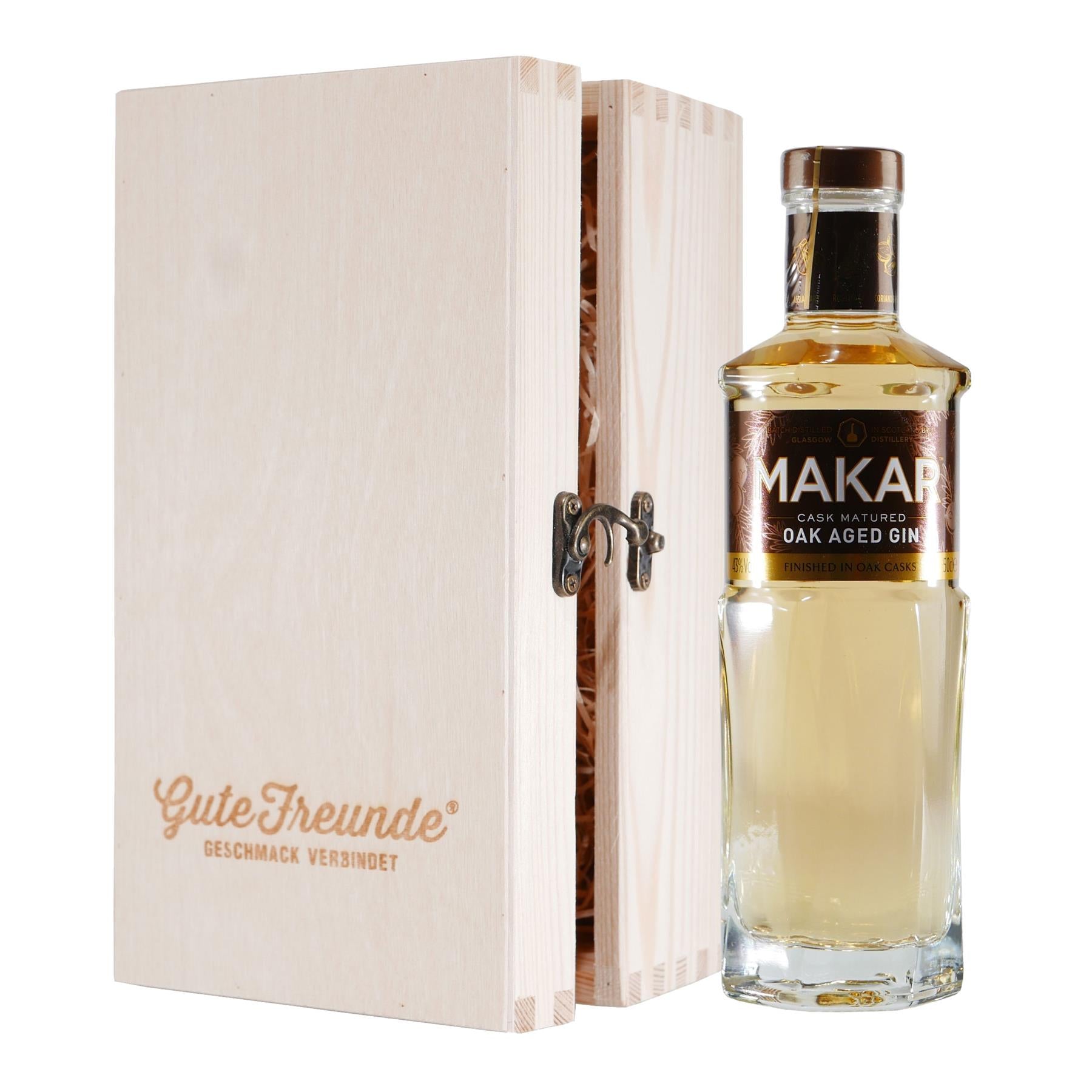 Makar Oak Aged Gin mit Geschenk-Holzkiste