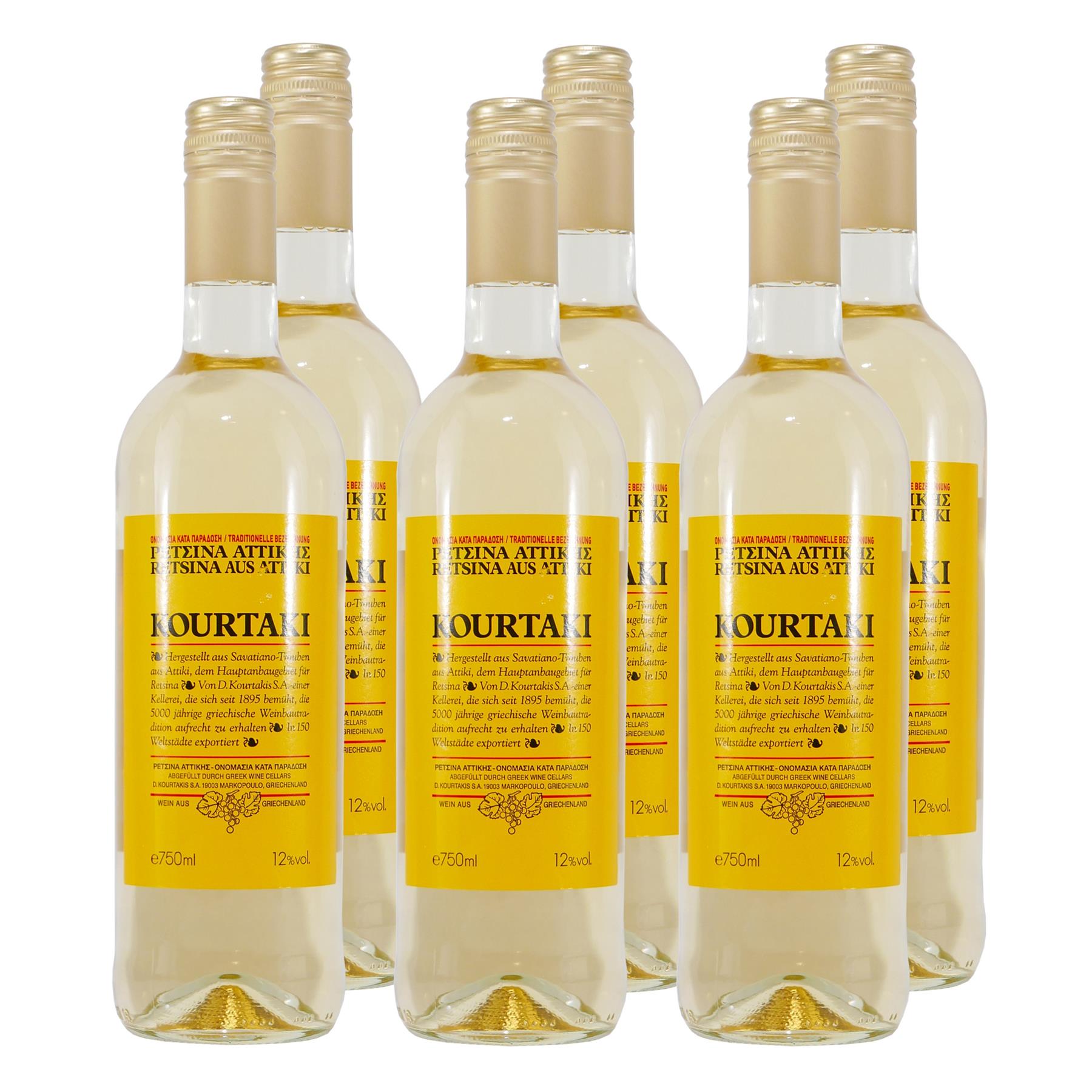Kourtaki Retsina Griechischer Weißwein -trocken- (6 x 0,75L)
