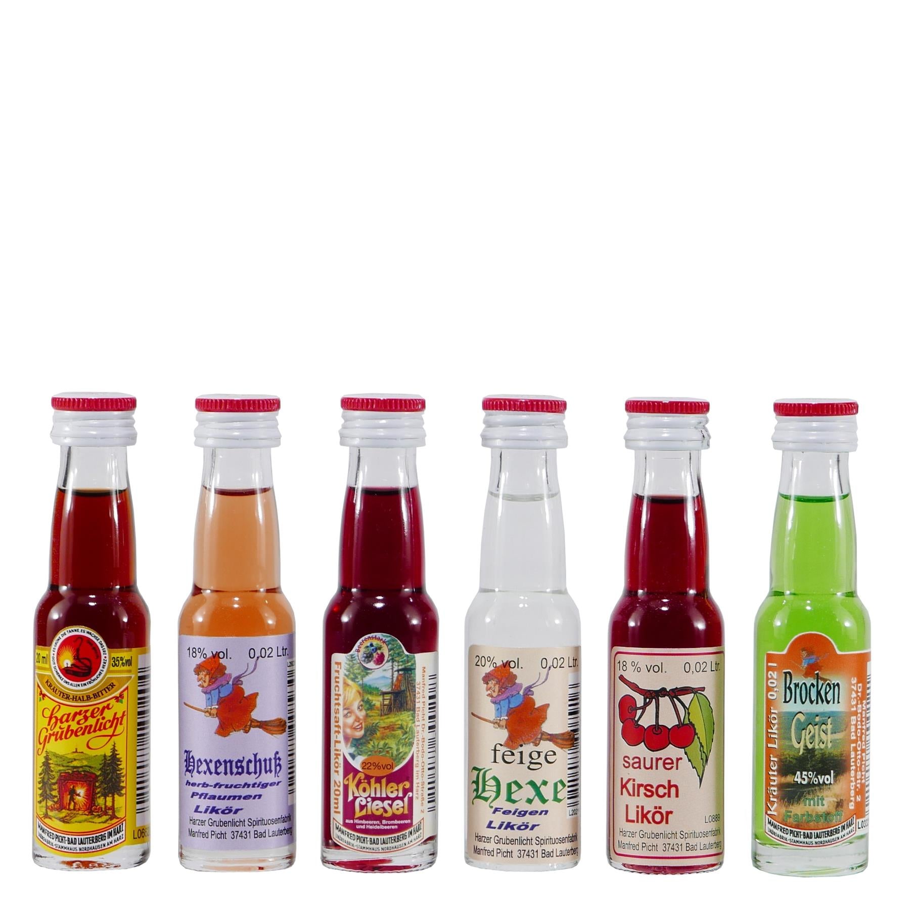 SPIRITUOSENPROBE "Gruß aus dem Harz" (6 x 0,02L) Holzsteige