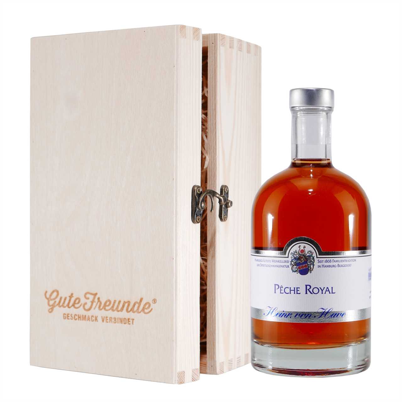 Heinr. von Have Likör Pêche Royal mit Geschenk-HK